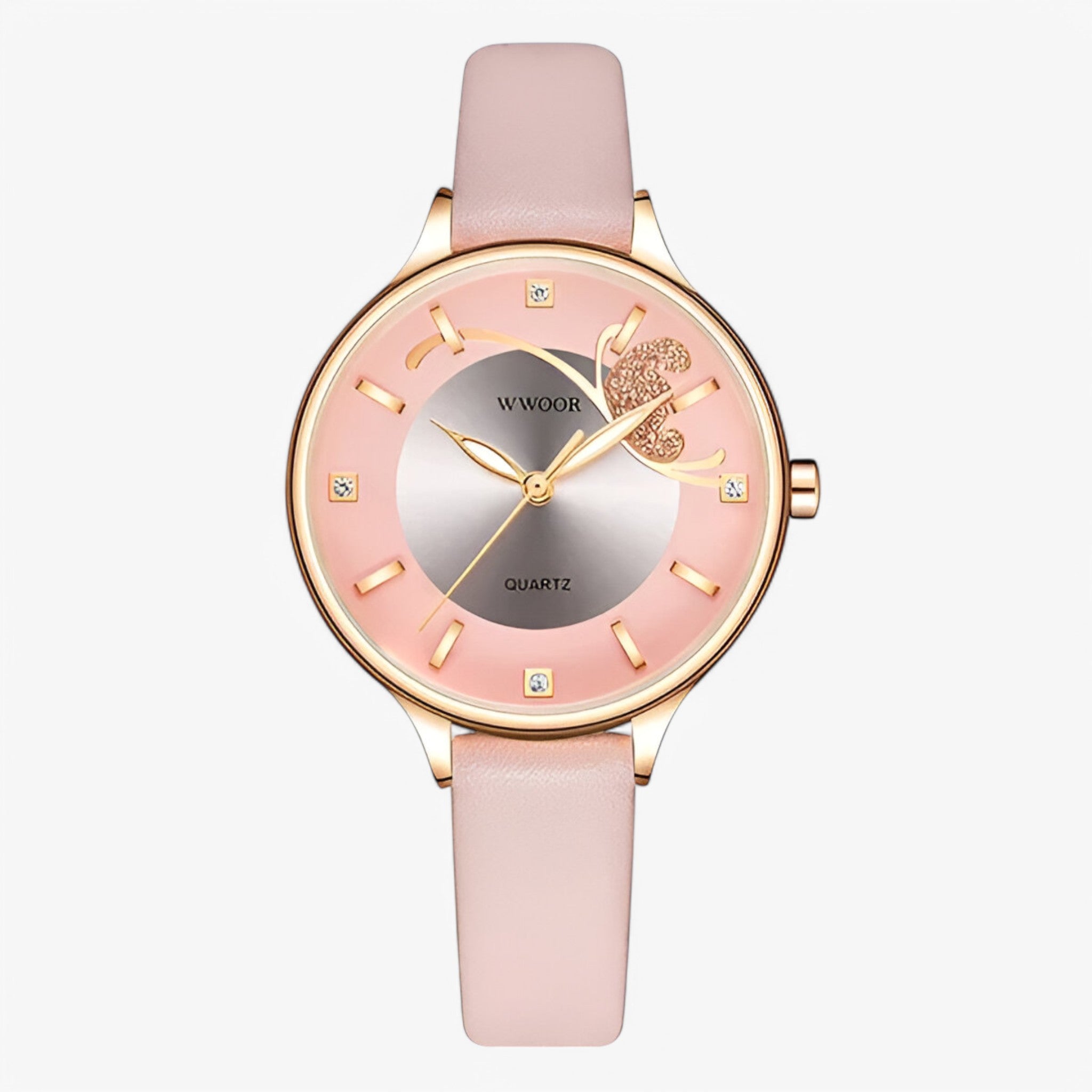 Vivian | Orologio di lusso al quarzo in pelle bianca - rosa - watch for women - Concept Palermo