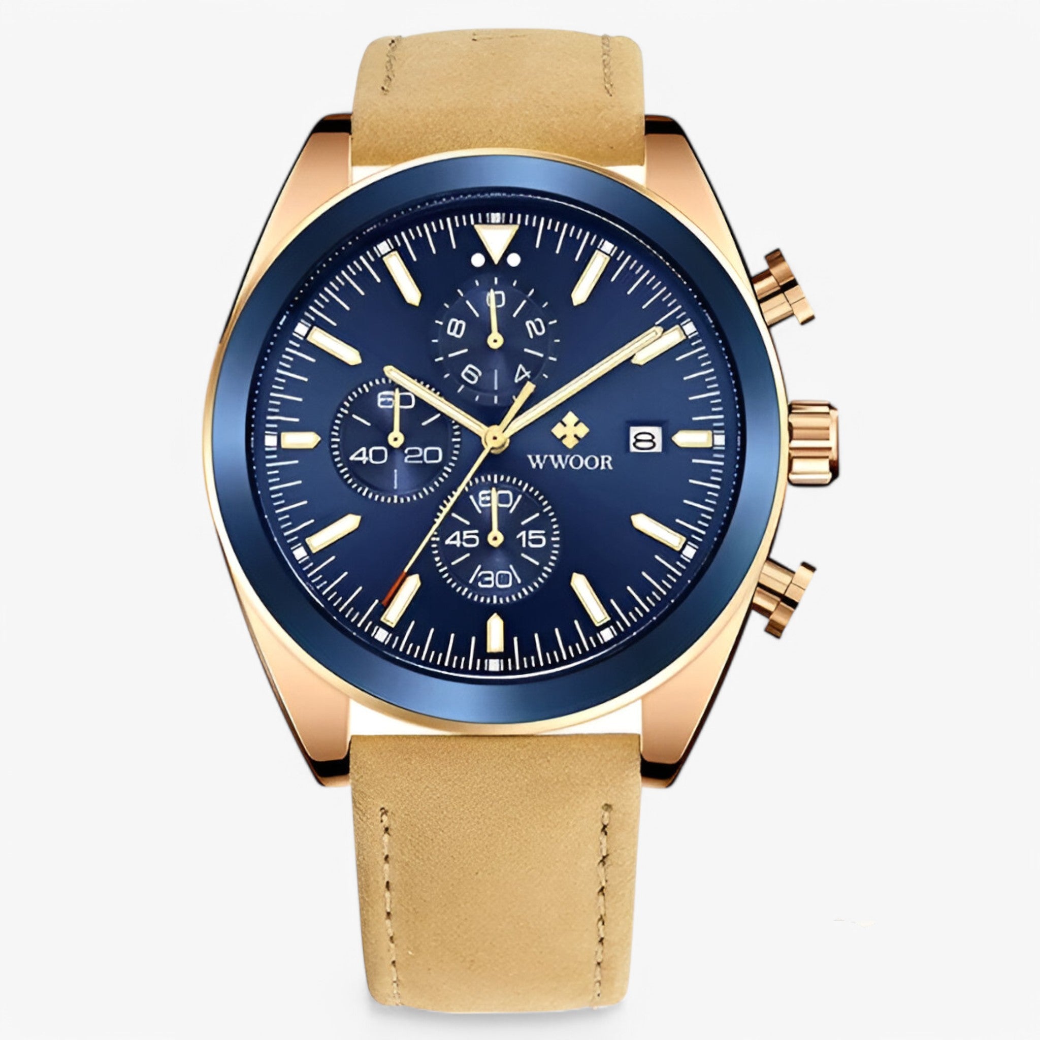 Felix | Orologio Cronografo Di Lusso In Acciaio Inossidabile - marrone rosa blu - - Concept Palermo