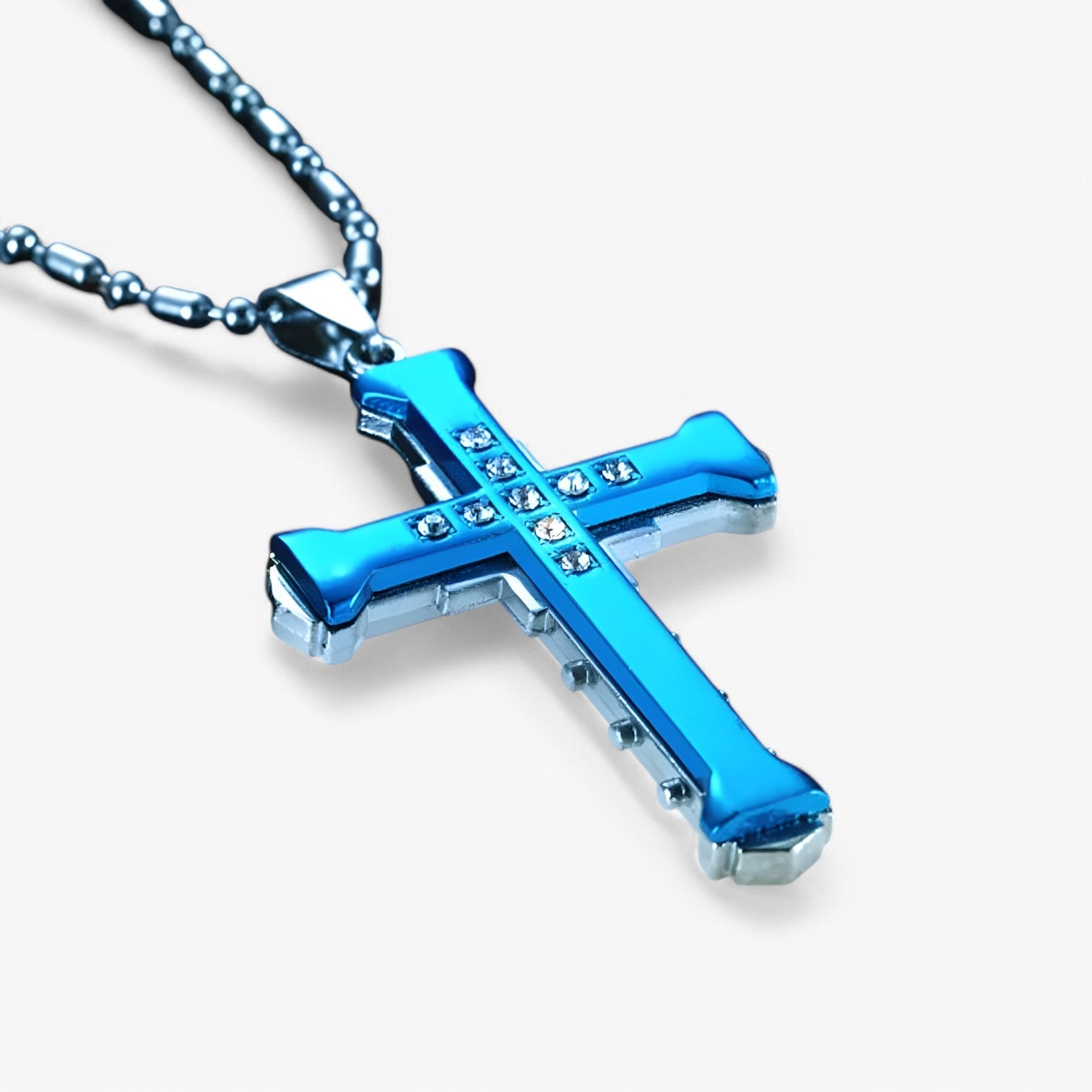 Kai | Collana a croce in cristallo splendente – Stile e significato - Blu - mens accessory Necklace necklace for men NECKLACES - Concept Palermo