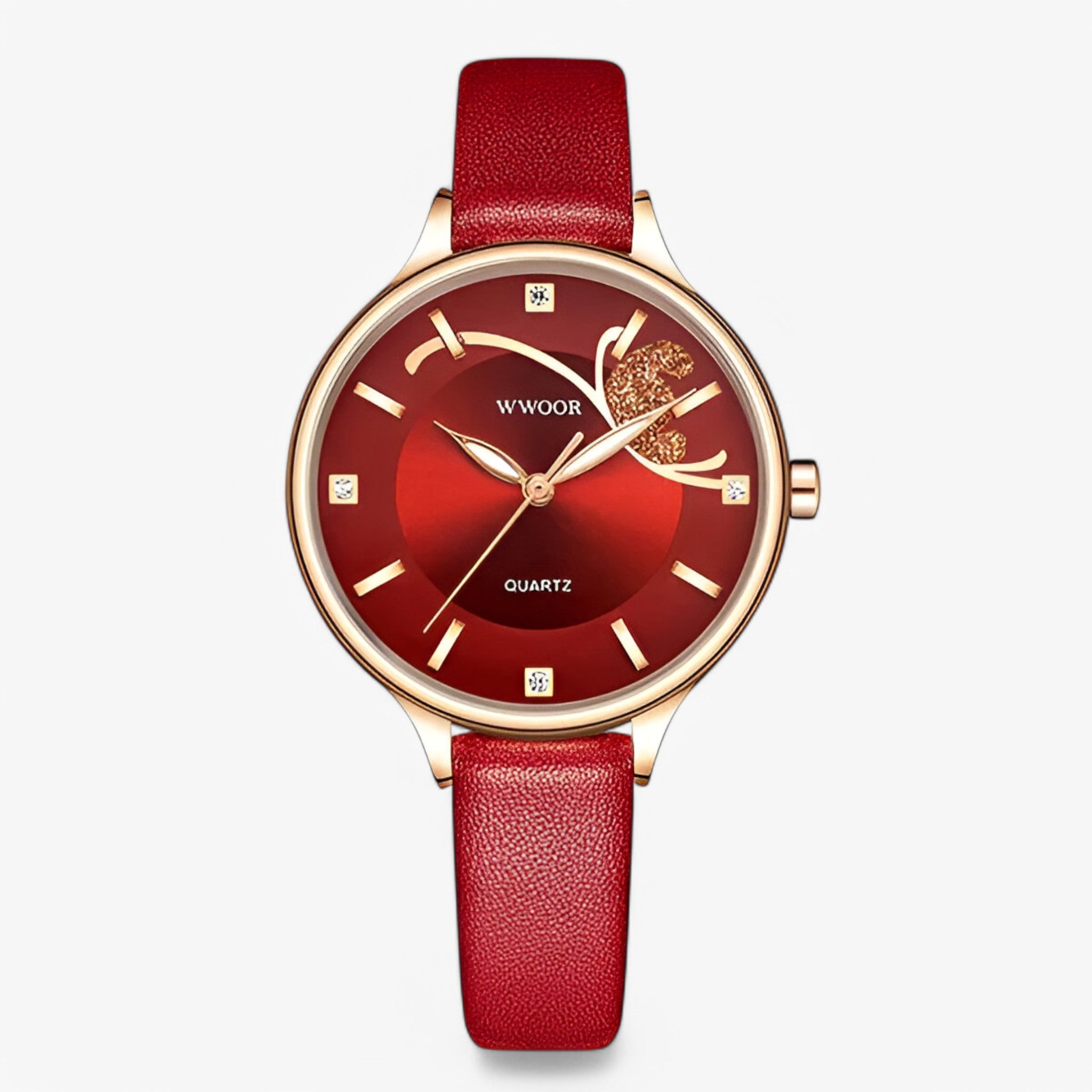 Vivian | Orologio di lusso al quarzo in pelle bianca - rossa - watch for women - Concept Palermo