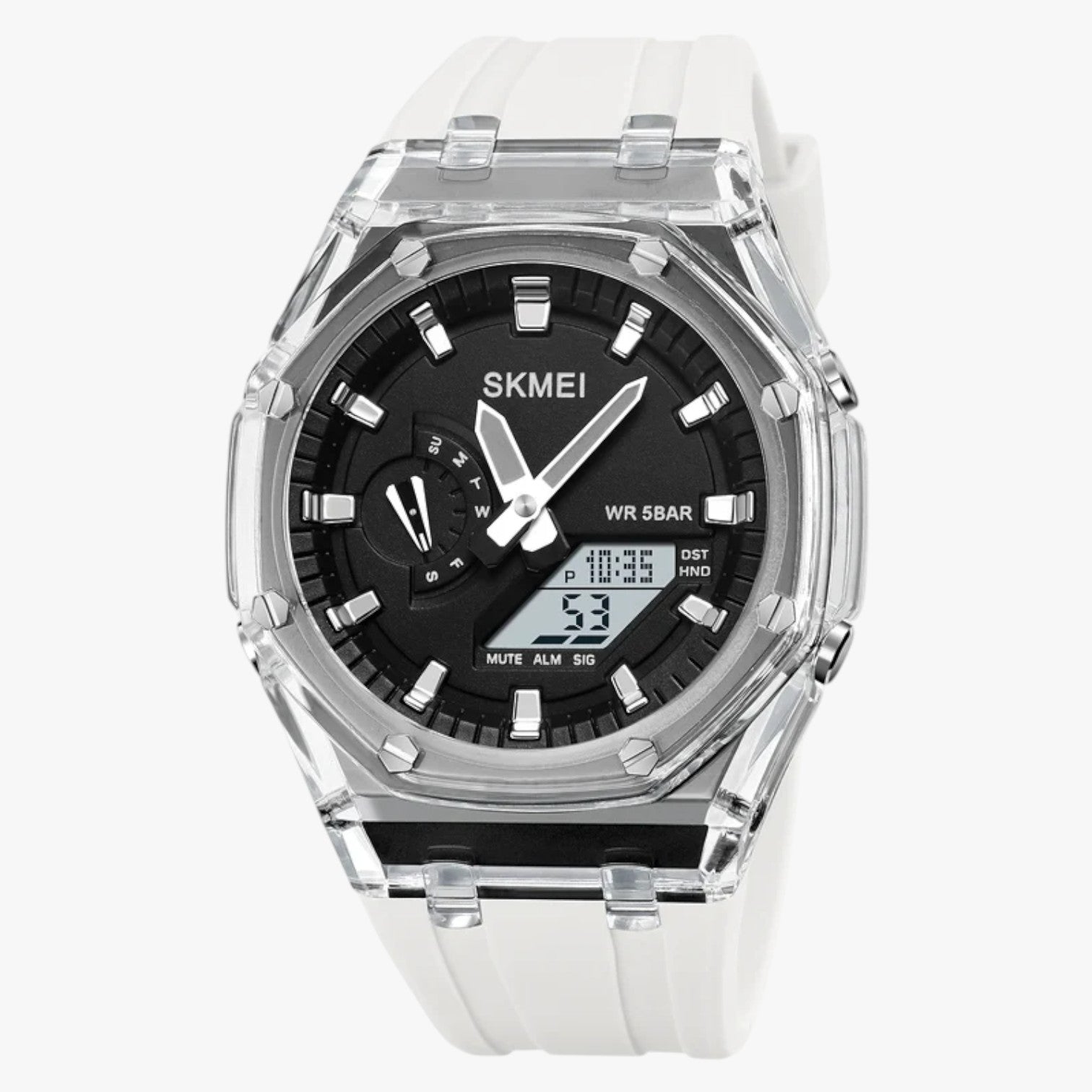 Fabian | Orologio digitale trasparente da 5 ATM con sveglia e funzioni intelligenti - moda bianco nero - watch WATCHES FOR MEN Wristwatch - Concept Palermo