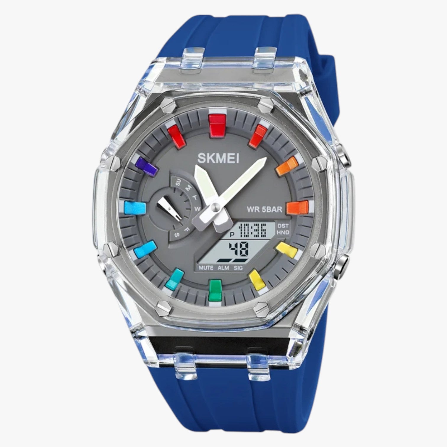 Fabian | Orologio digitale trasparente da 5 ATM con sveglia e funzioni intelligenti - moda Blu - watch WATCHES FOR MEN Wristwatch - Concept Palermo