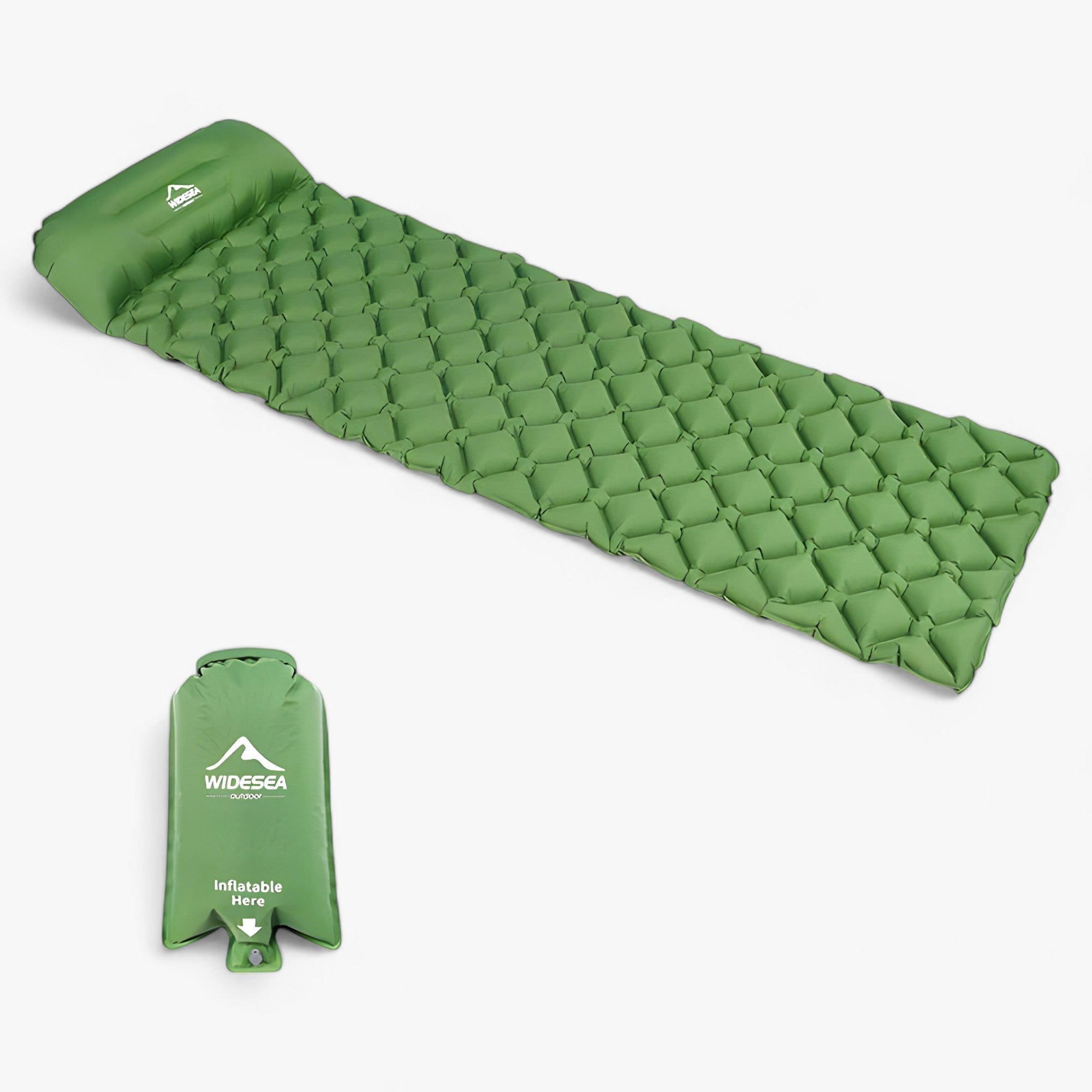 Materasso da campeggio | Materasso gonfiabile - Imbottitura ultraleggera per il comfort all'aperto - Verde con Airbag - camping pads sleeping pads - Concept Palermo