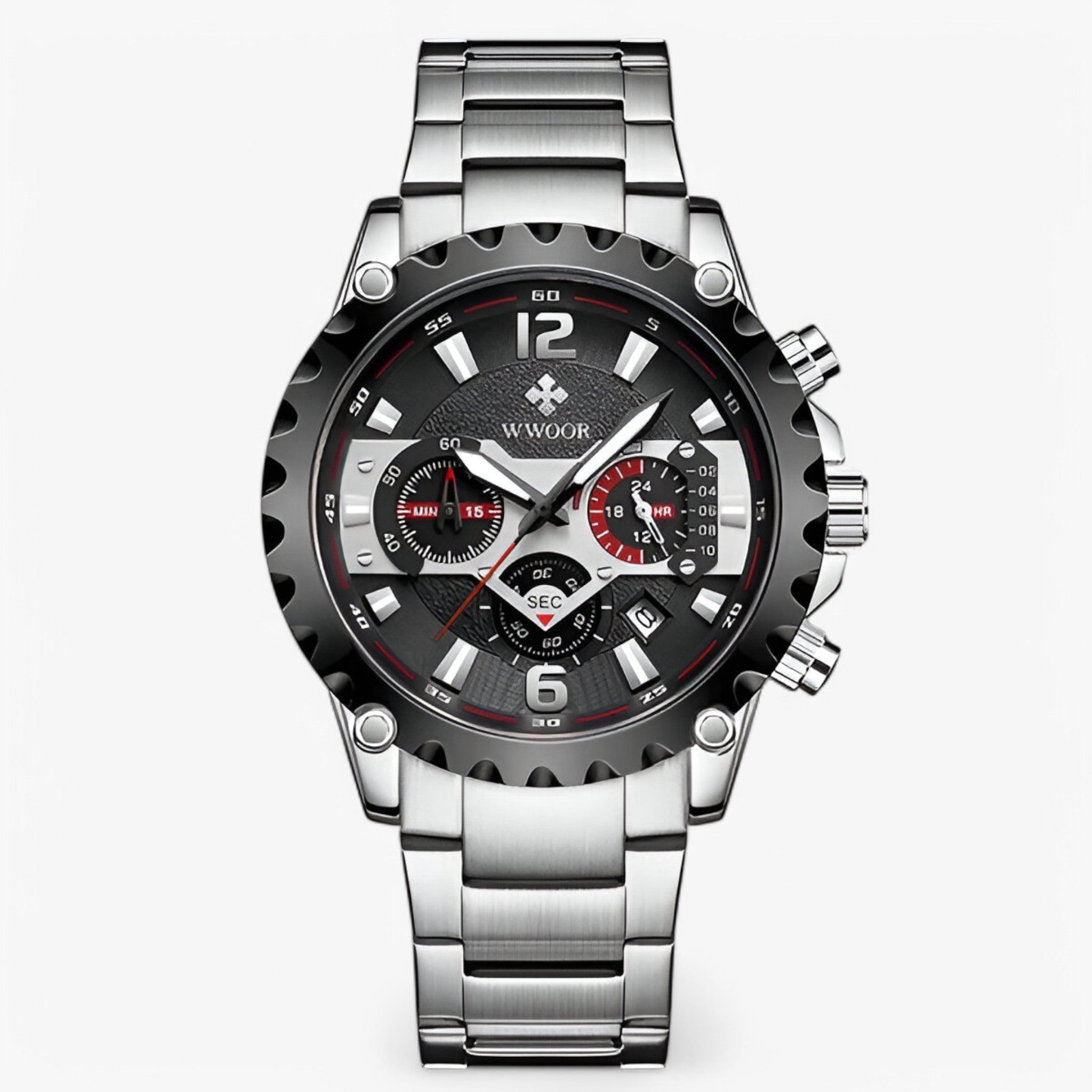 Cleo | Orologio Cronografo di Lusso in Acciaio Inossidabile - nero argento - - Concept Palermo