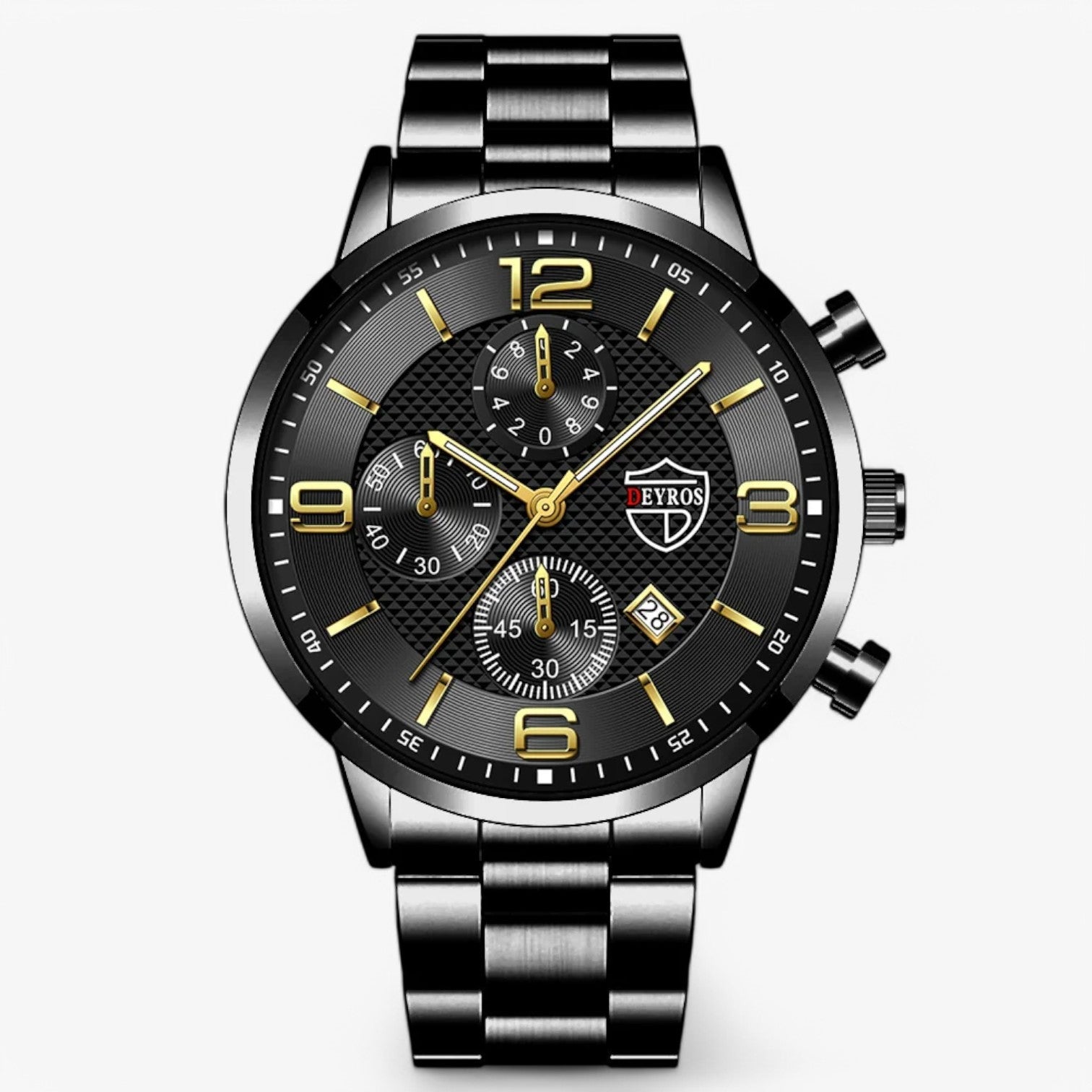 Emilio | Lusso e Precisione – Orologio da Uomo in Acciaio Inossidabile con Funzione Luminosa - Oro Nero - mens accessory watch for men watches - Concept Palermo