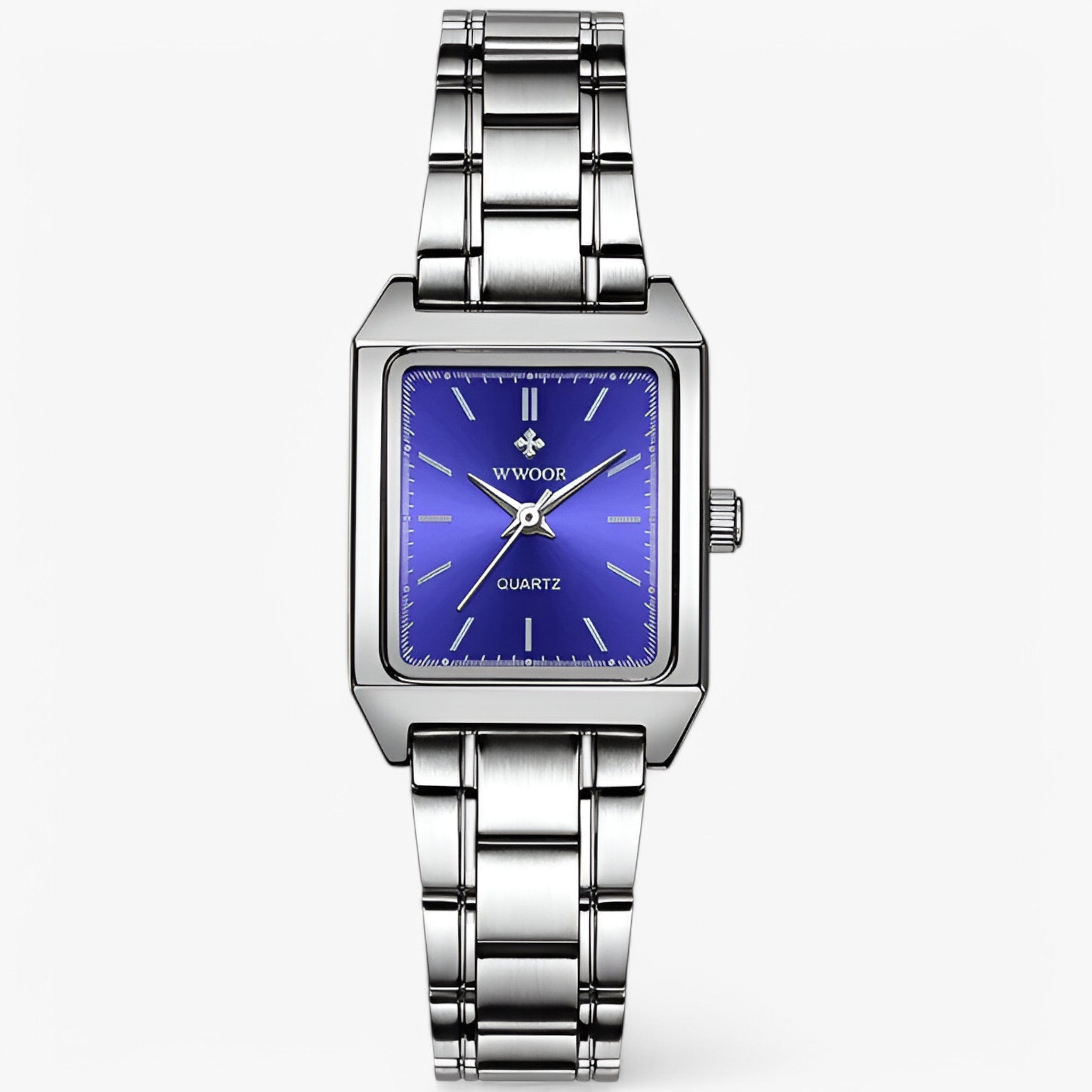 Isabelle | Orologio rettangolare di lusso con diamanti - Acciaio Blu - watch for women - Concept Palermo