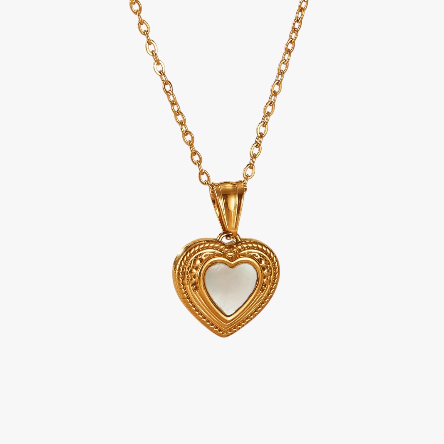 Marilyn | Collana a forma di cuore in madreperla e acciaio inossidabile - - elegant womens necklaces necklace Necklaces for Women Pendant Necklaces - Concept Palermo