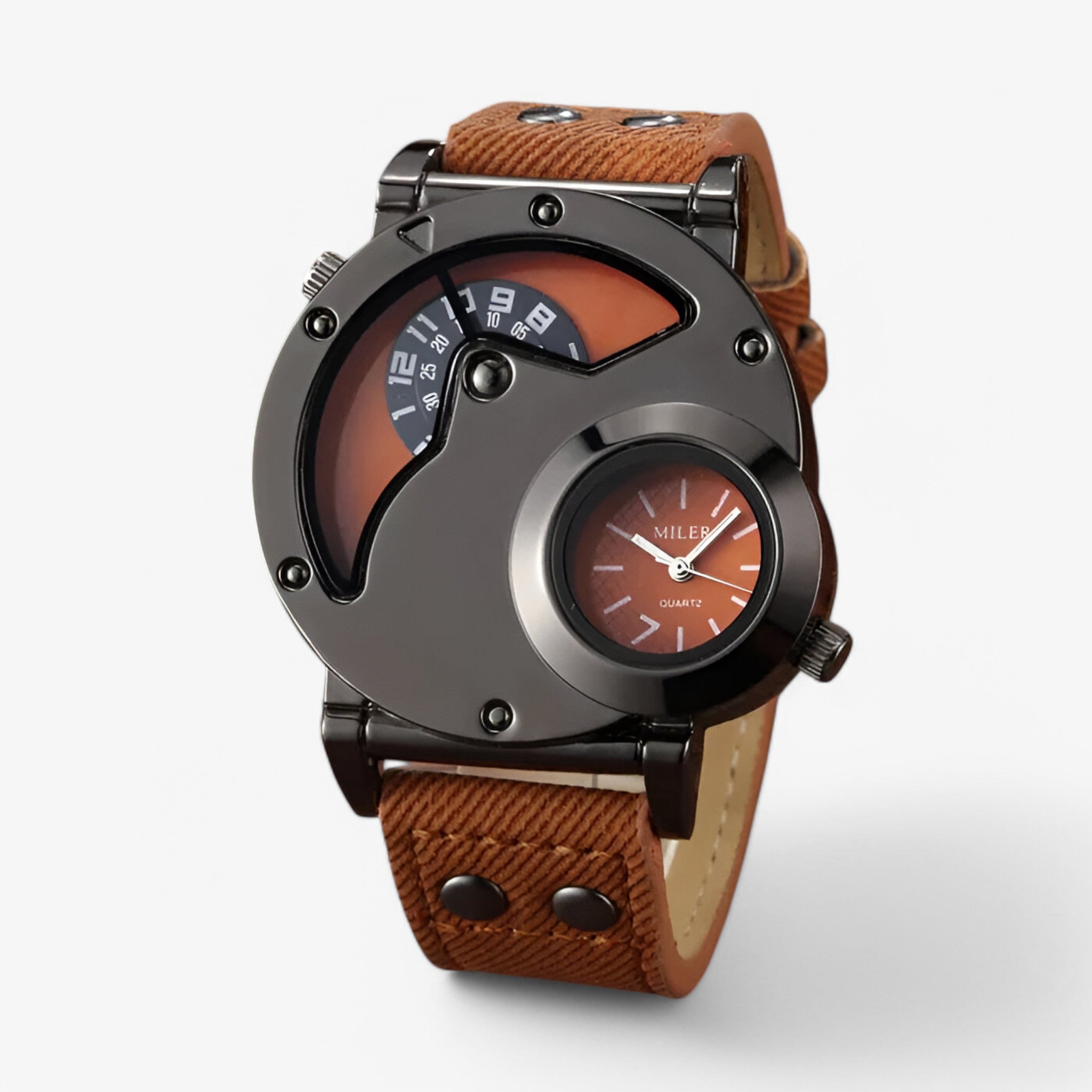 Ajax – Orologio da Uomo in Stile Cowboy con Doppio Fuso Orario - Marrone - mens watch watch for men - Concept Palermo