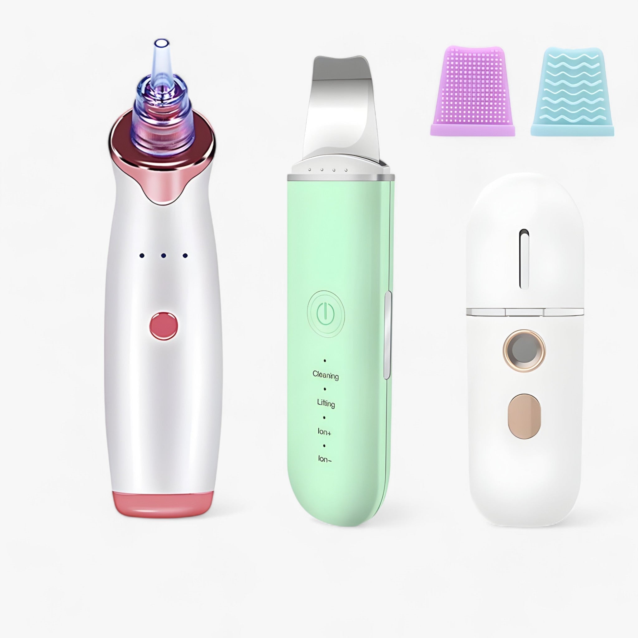 SkinScrub Pro | Spatola facciale a ultrasuoni - Strumento per il rassodamento del viso e la rimozione dei punti neri - Insieme verde 2 - cosmetics skin care - Concept Palermo