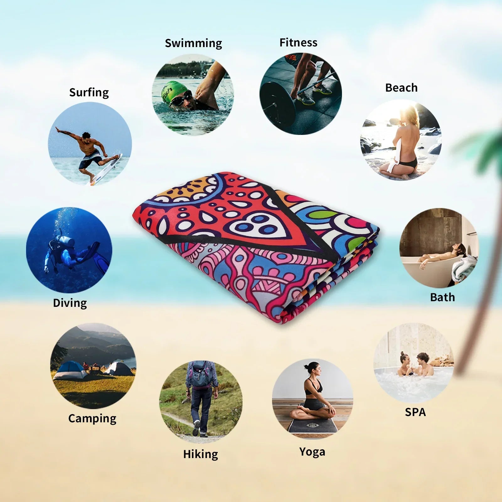 Grandy - Telo mare in microfibra ad asciugatura rapida, telo piscina extra large - - Beach Towel Microfiber Fabric microfiber towel Quick Dry Towel Quick-Dry - Concept Palermo