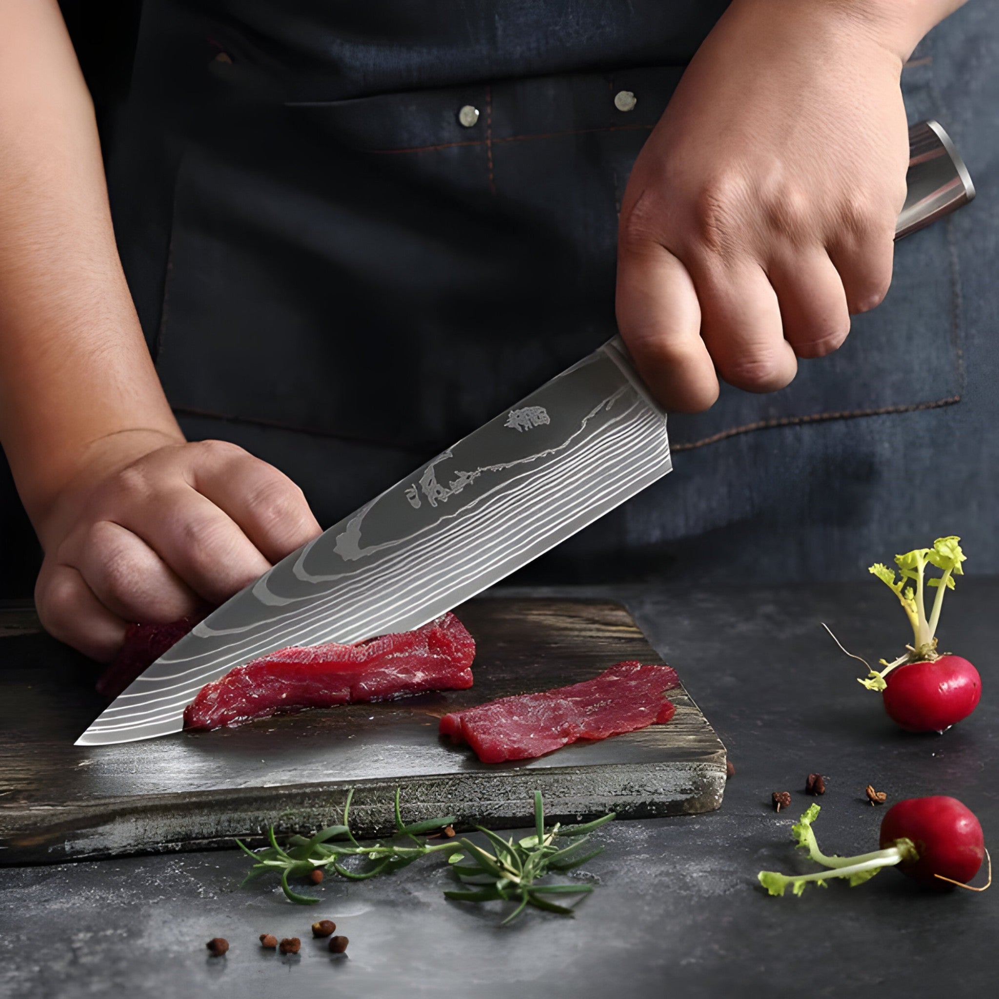 Calla - set di coltelli da cucina giapponesi di alta qualità con motivo damasco - - damascus pattern high-quality knife Japanese knife kitchen knife set Kitchen Knives knife set knives - Concept Palermo