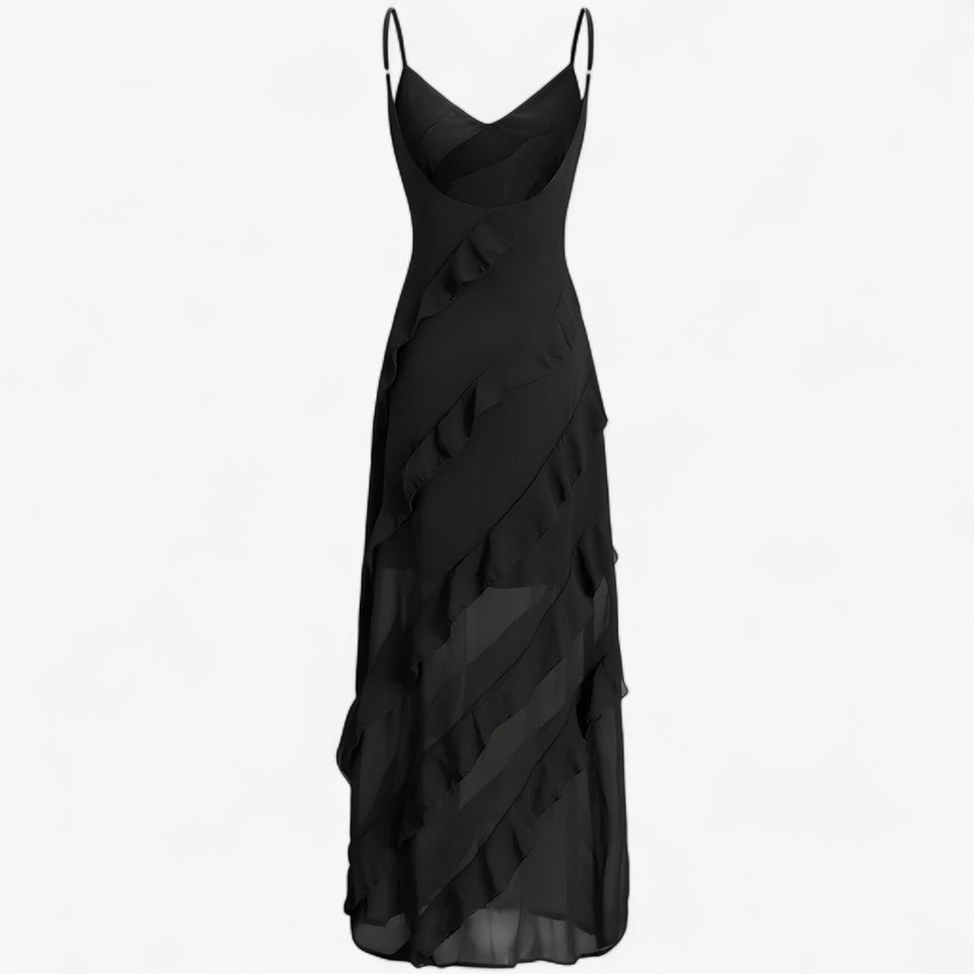 Grace | Abito lungo con spalline sottili e volant a strati - - DRESS Dresses female dress Maxi Dresses Mini Dresses - Concept Palermo