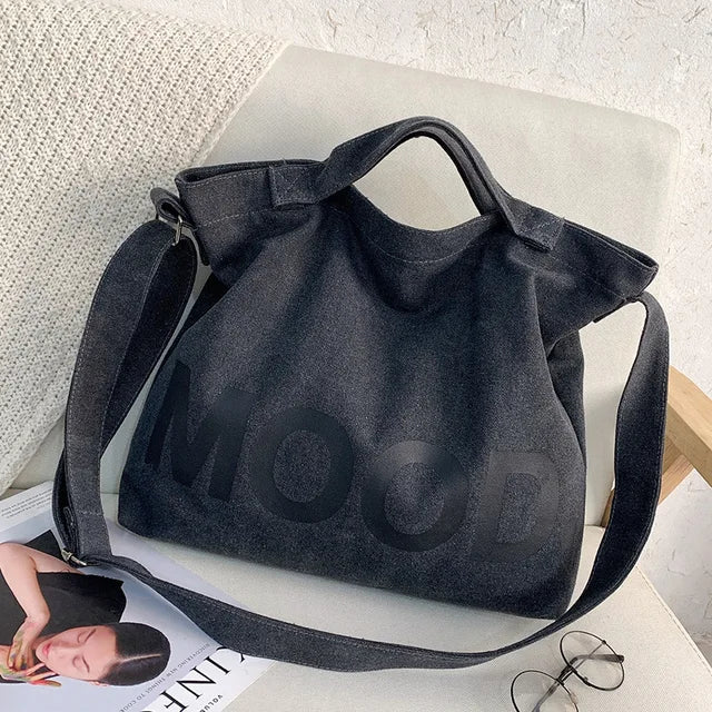 Vibe - borsa in tela con stampa visibile - Nero - Bags handbags tote bags women bags - Concept Palermo