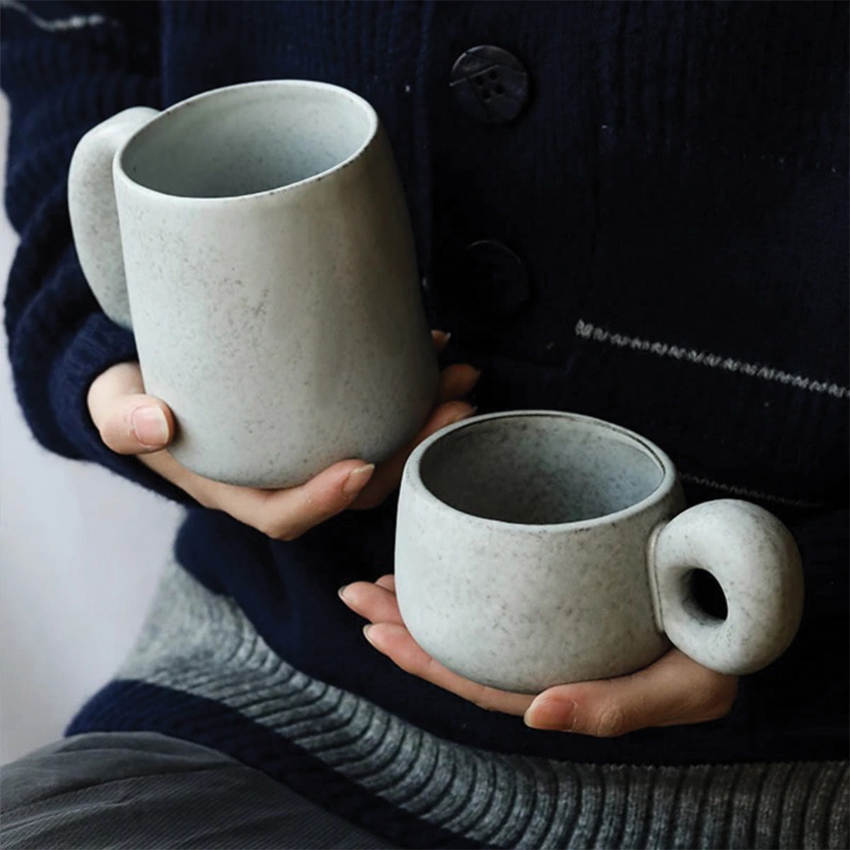 Bicchieri in Ceramica Eleganti con Pietre Louv Fatto a Mano Unici - Grigio - Ceramics Kitchen - Concept Palermo