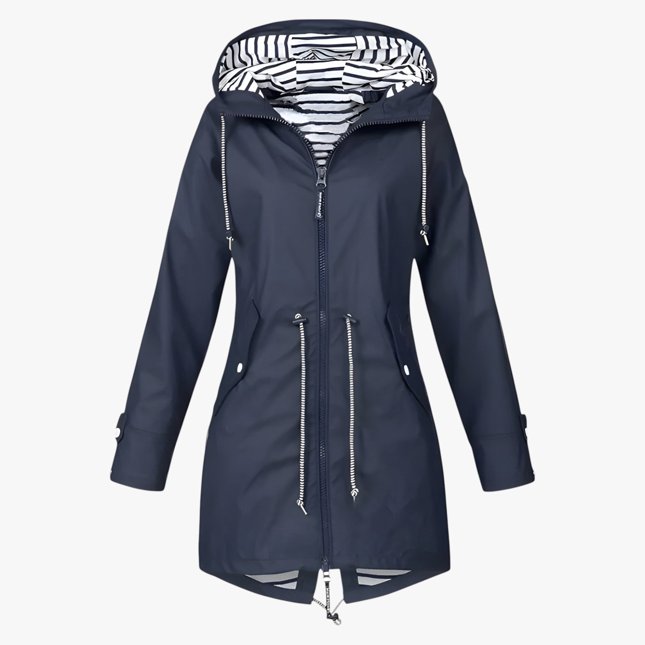 Beatrice | Parka impermeabile – Vestibilità regolabile con fodera del cappuccio a righe - Blu scuro - Damen spring summer women Women fashion - Concept Palermo