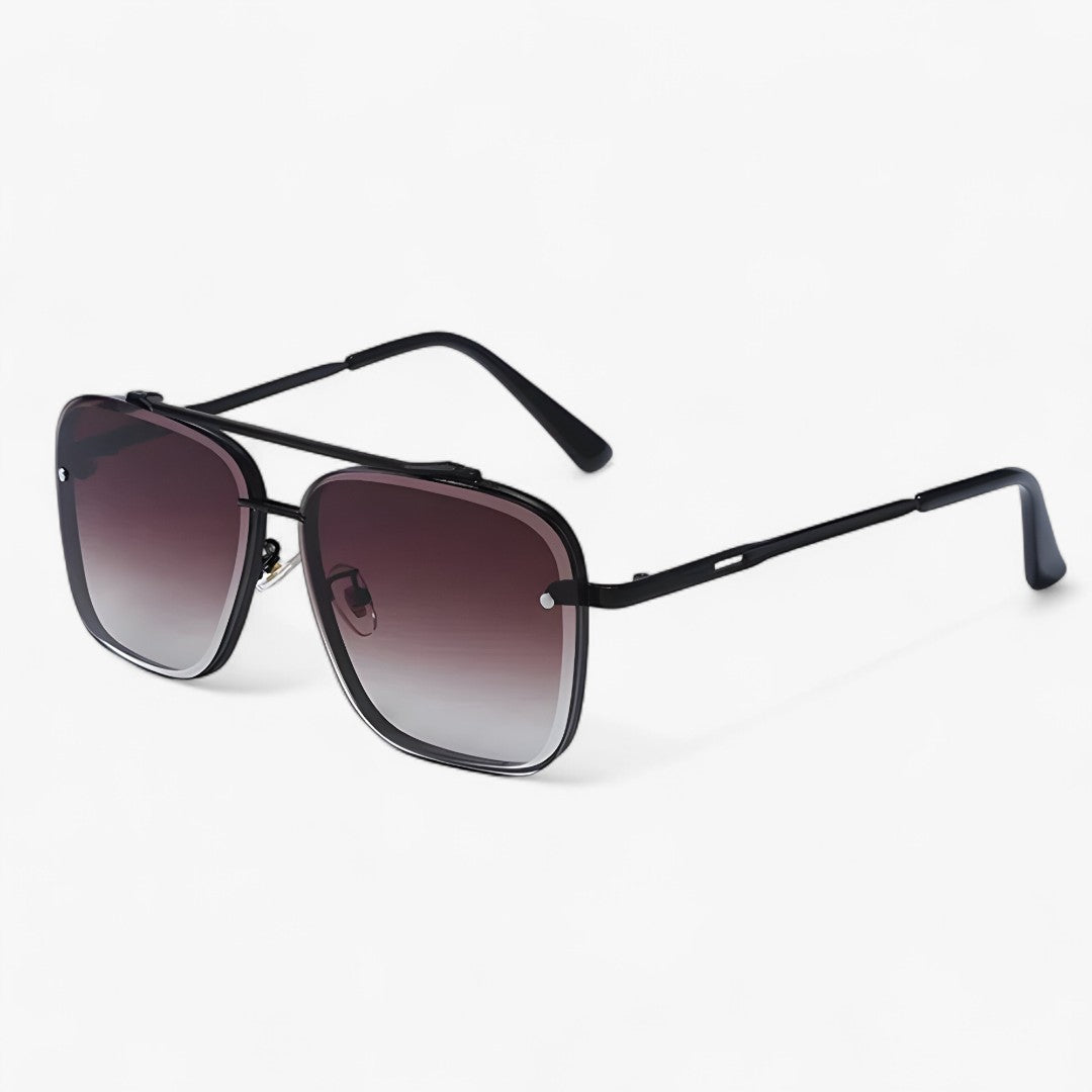 Enzo | Occhiali da sole vintage con design in metallo - Nero opaco sfumato marrone scuro Come immagine - Fashion Sunglasses men sunglasses polarized mens sunglasses Polarized man sunglasses Sunglasses sunglasses polarized men - Concept Palermo