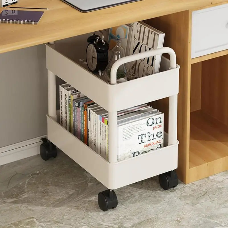 Scaffale mobile con ruote | Conservazione e organizzazione dei libri - Dalton - Bianco 2 strati - Book Carts Book Storage Bookshelf Cart Organizer Small Cart - Concept Palermo