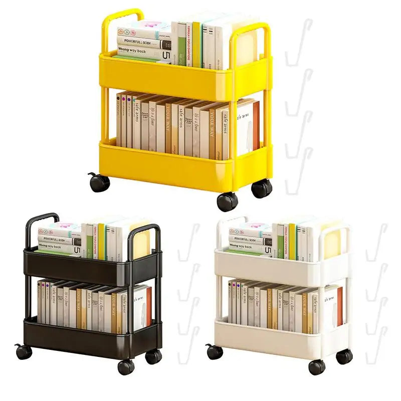 Scaffale mobile con ruote | Conservazione e organizzazione dei libri - Dalton - Giallo 2 strati - Book Carts Book Storage Bookshelf Cart Organizer Small Cart - Concept Palermo
