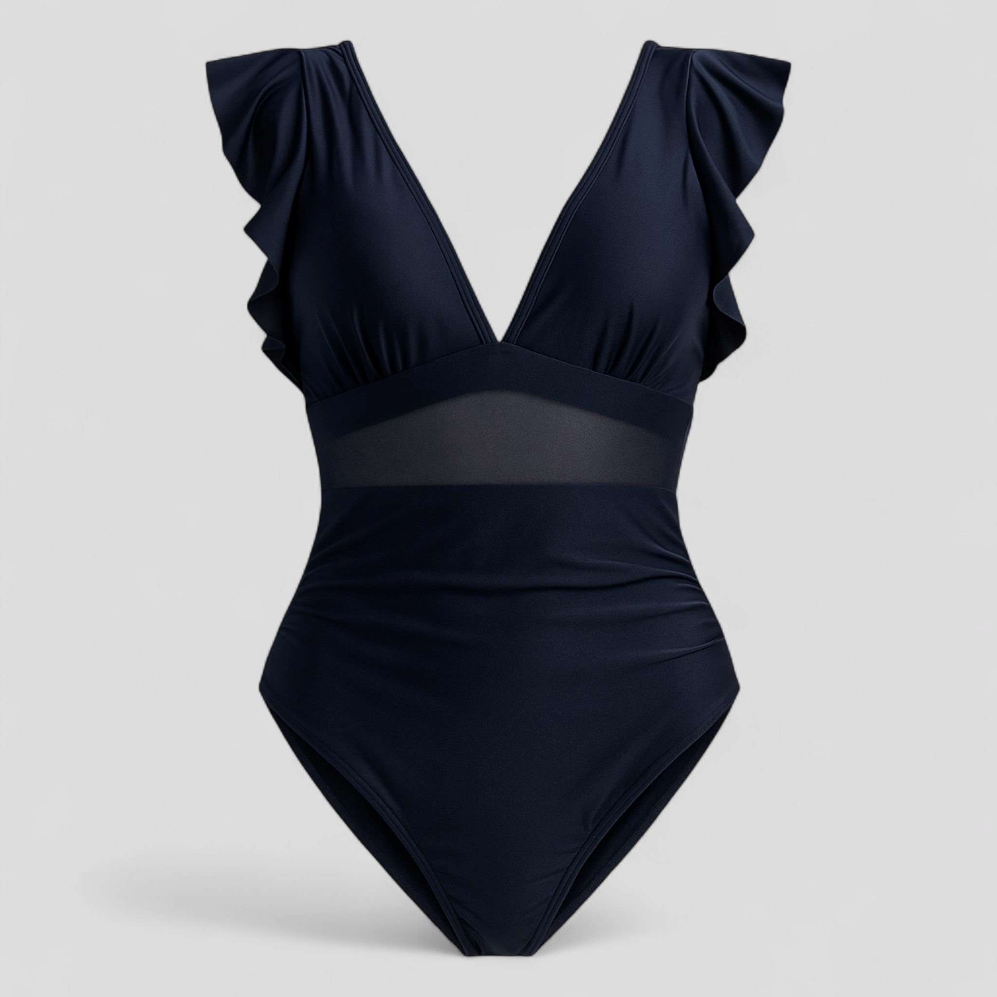 Melody | Costume Intero Sexy da Bagno Donna - Blu scuro - bikini con dettagli in rete costume da bagno comodo costume da bagno donna costume da bagno lusinghiero costume da bagno moderno costume da bagno nero costume da bagno patchwork costume da bagno sexy costume intero con rete moda mare estate - Concept Palermo