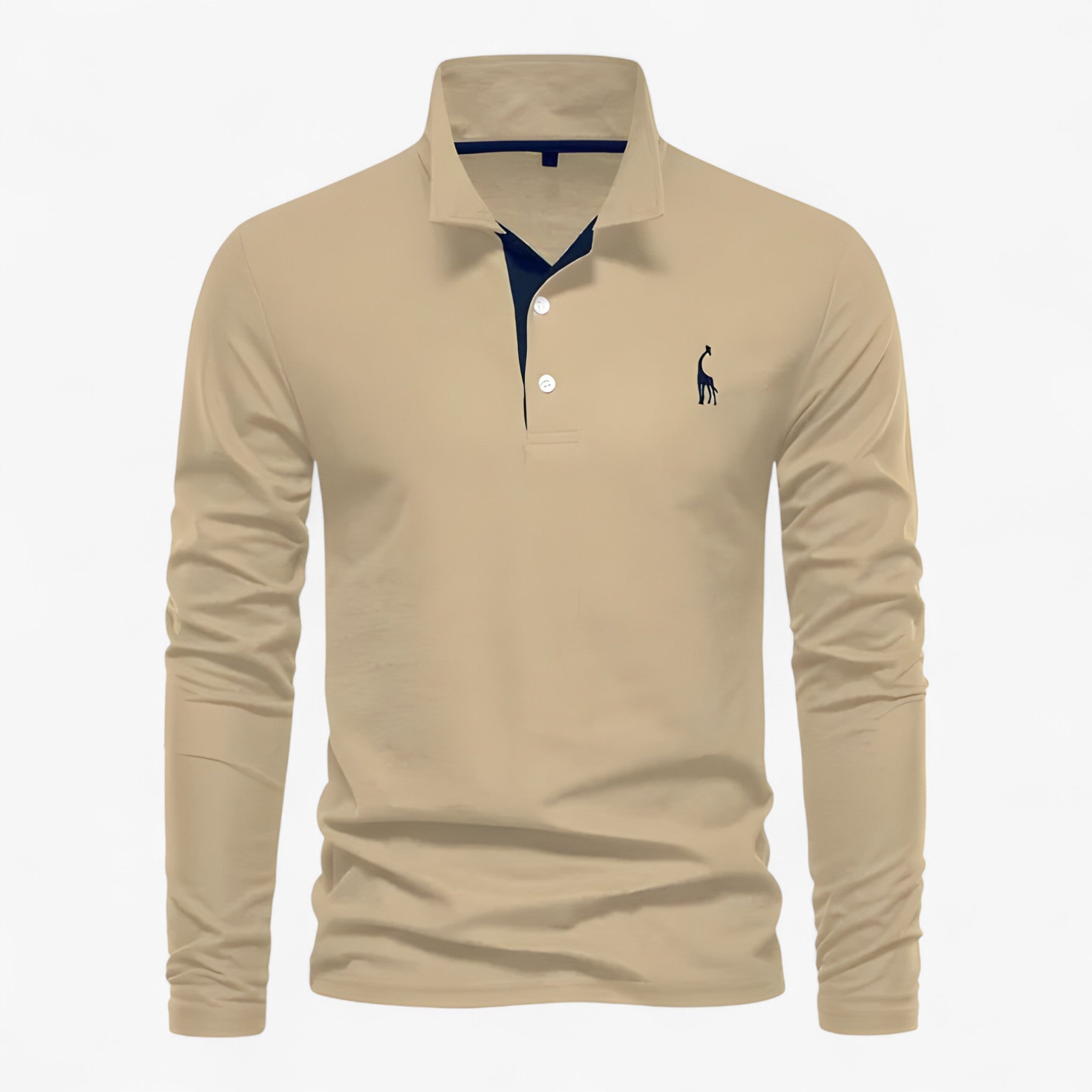 Lorenzo | Camicia Polo a Manica Lunga – Stile Classico e Comfort Quotidiano - Khaki - allsidig poloskjorte elegant poloskjorte Frank poloskjorte jeans eller chinos kvalitetsplagg langermet poloskjorte lett å style mann moderne poloskjorte polert look - Concept Palermo