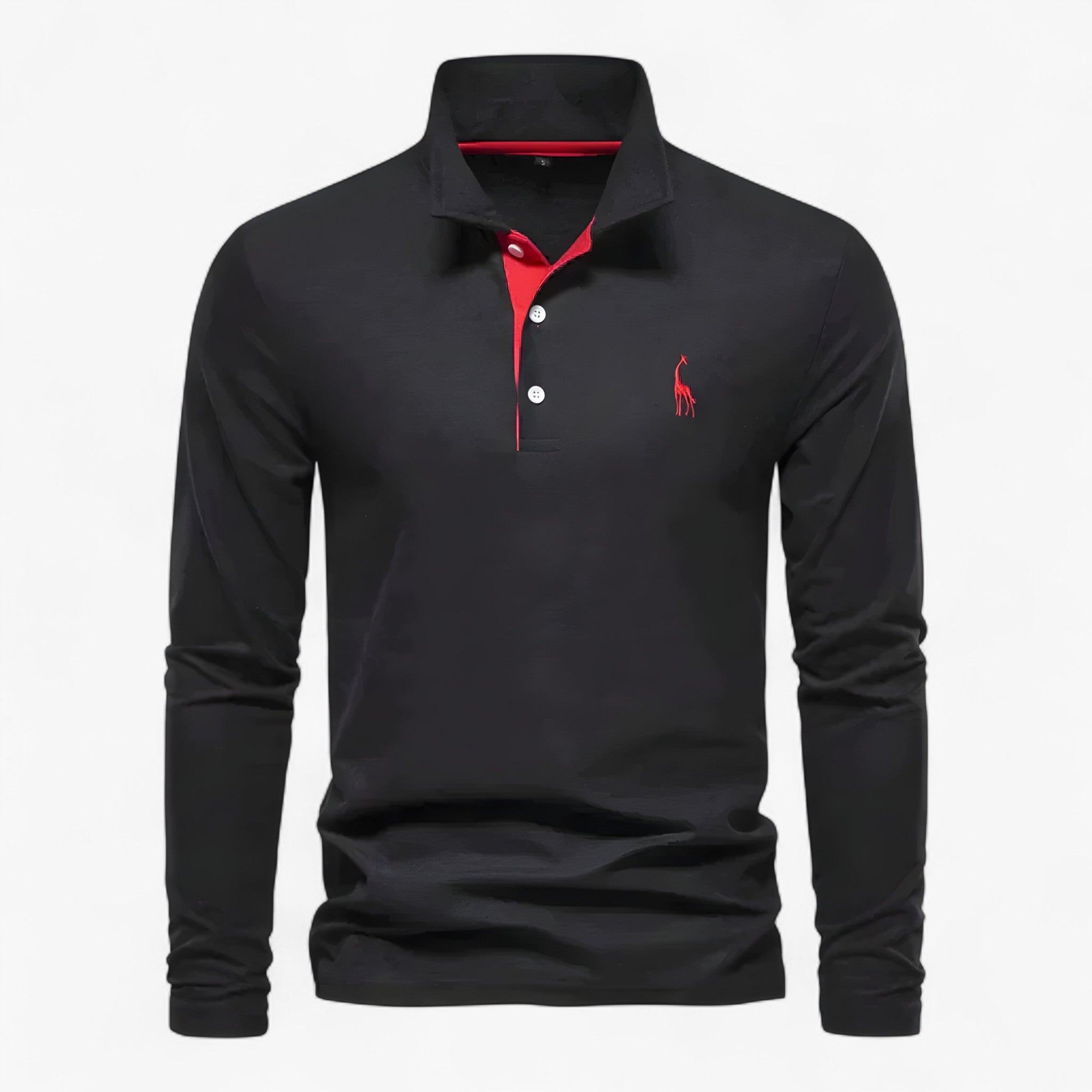 Lorenzo | Camicia Polo a Manica Lunga – Stile Classico e Comfort Quotidiano - Svart - allsidig poloskjorte elegant poloskjorte Frank poloskjorte jeans eller chinos kvalitetsplagg langermet poloskjorte lett å style mann moderne poloskjorte polert look - Concept Palermo