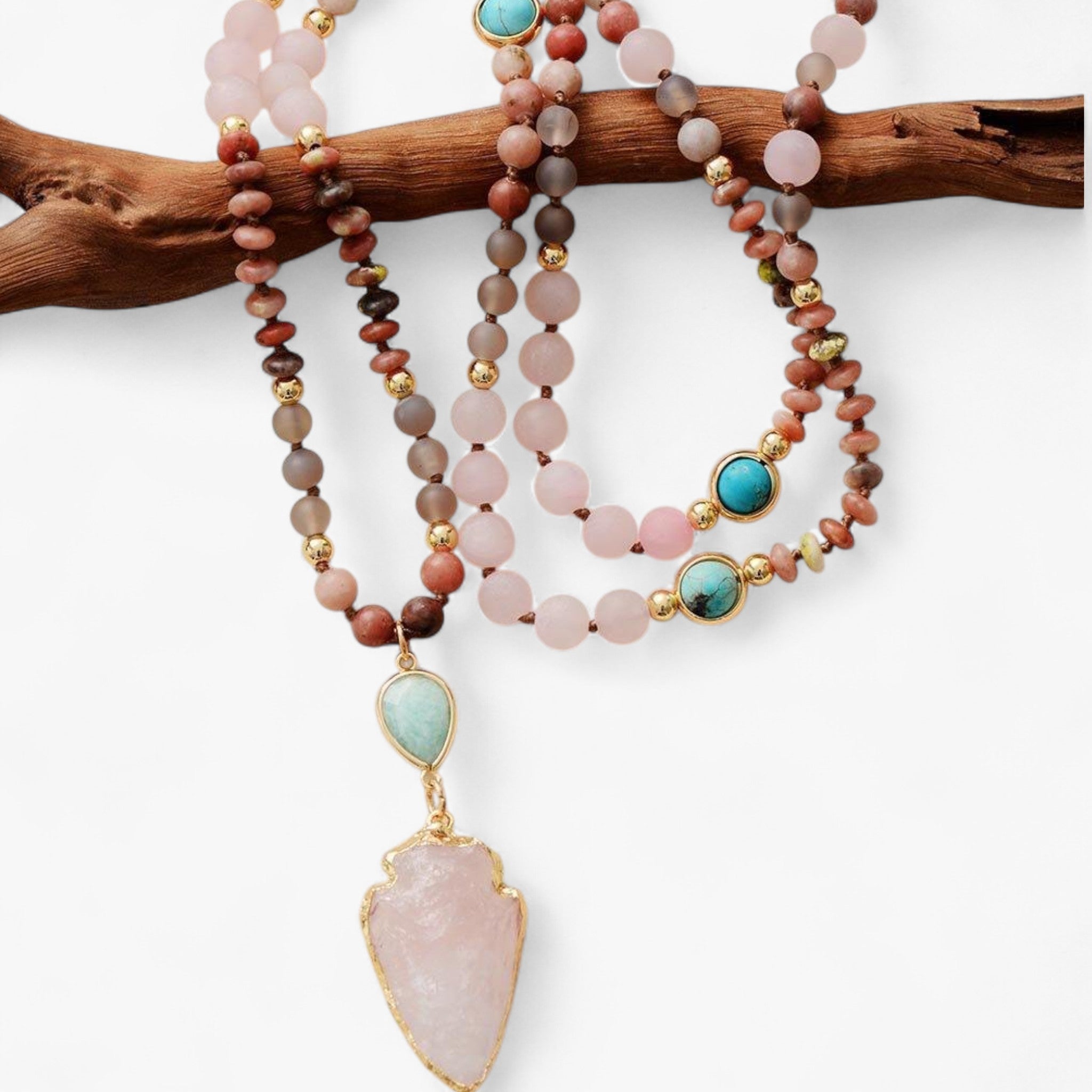 Collana protettiva con quarzo rosa, amazzonite e diaspro - - NECKLACES - Concept Palermo