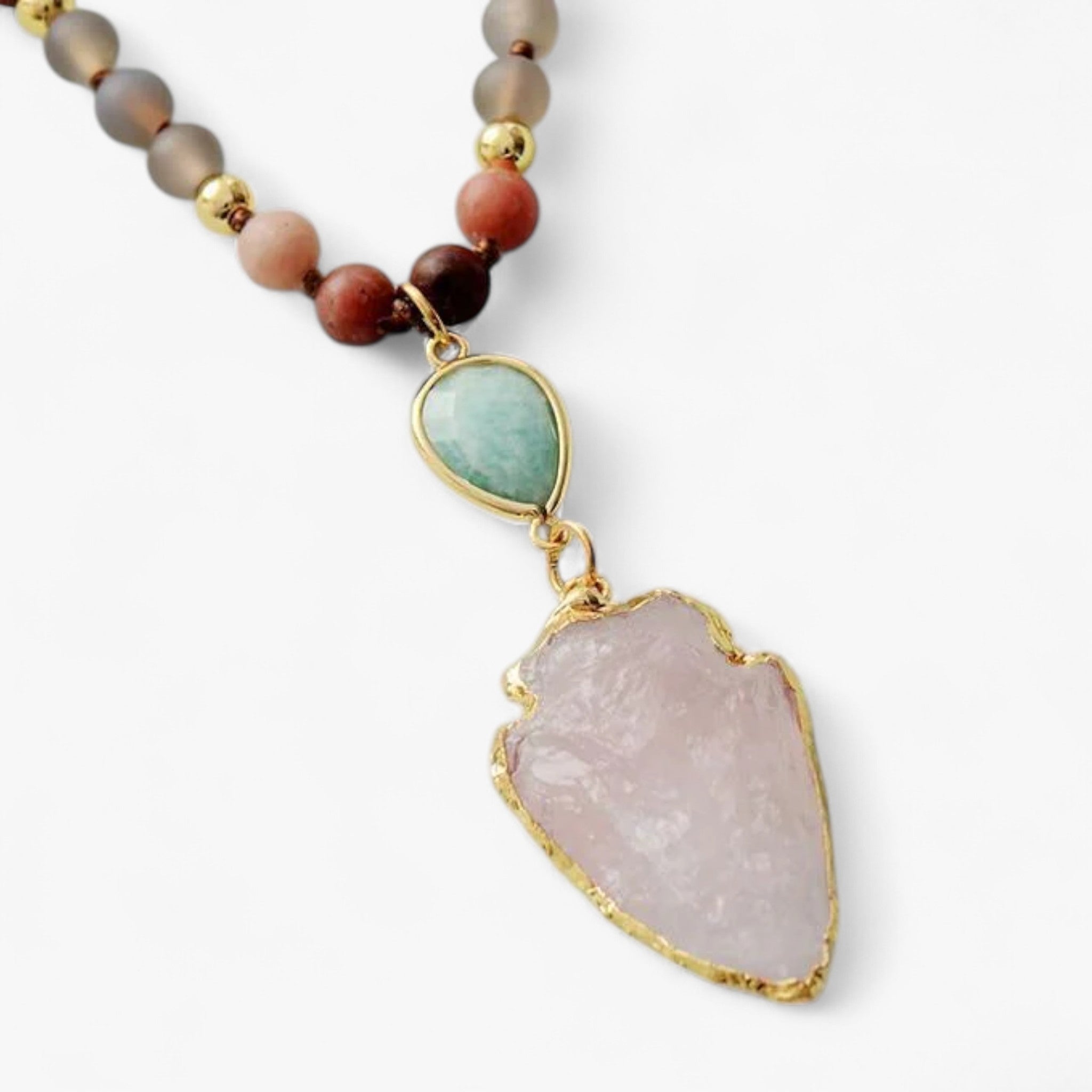 Collana protettiva con quarzo rosa, amazzonite e diaspro - - NECKLACES - Concept Palermo