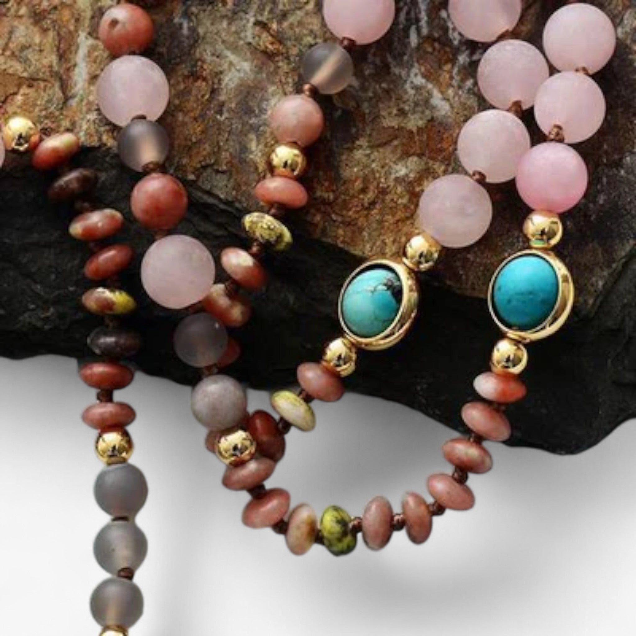 Collana protettiva con quarzo rosa, amazzonite e diaspro - - NECKLACES - Concept Palermo