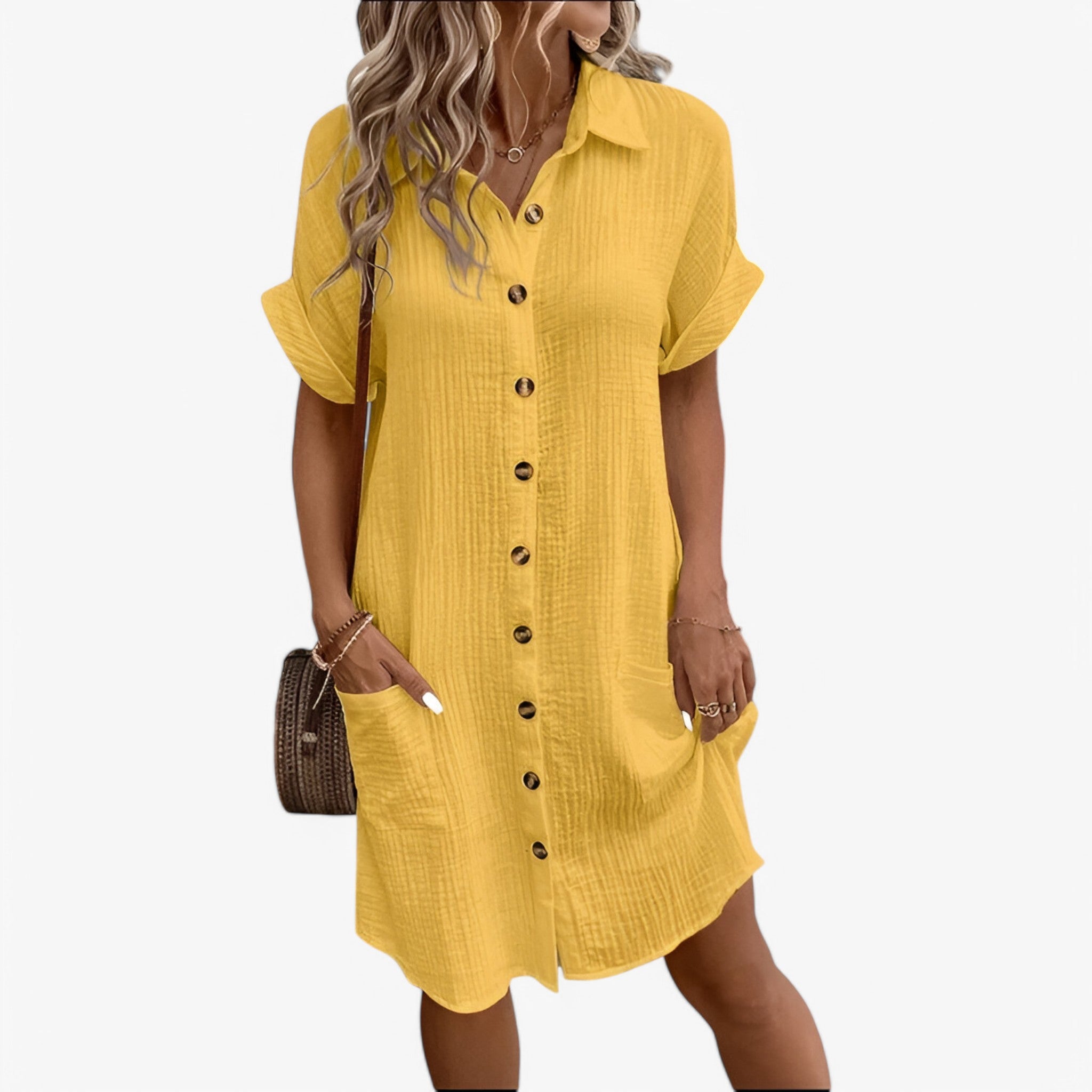Olivia | Vestito estivo in cotone - Leggero ed elegante - Giallo - MEGA - Concept Palermo
