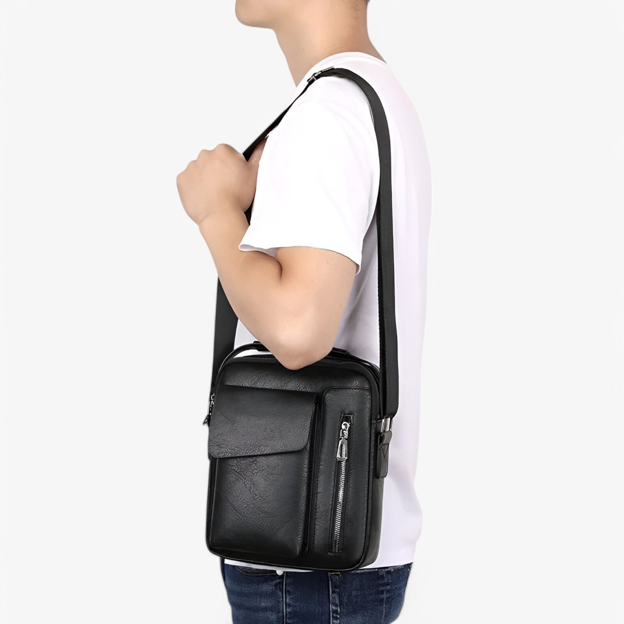 Prestige™ – Borsa a Spalla in Pelle Luxe per Stile e Funzionalità - Nero - business casual Elegant new - Concept Palermo