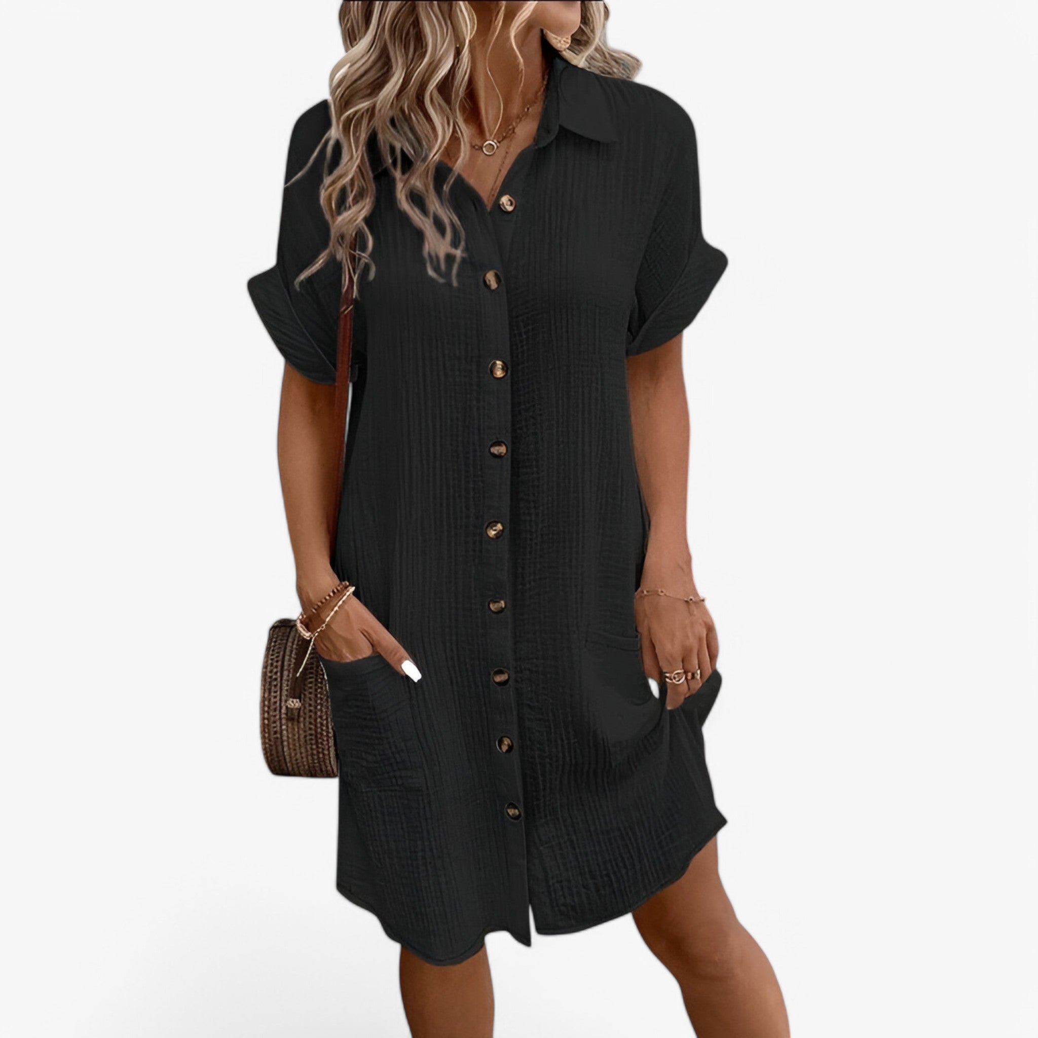 Olivia | Vestito estivo in cotone - Leggero ed elegante - Nero - MEGA - Concept Palermo