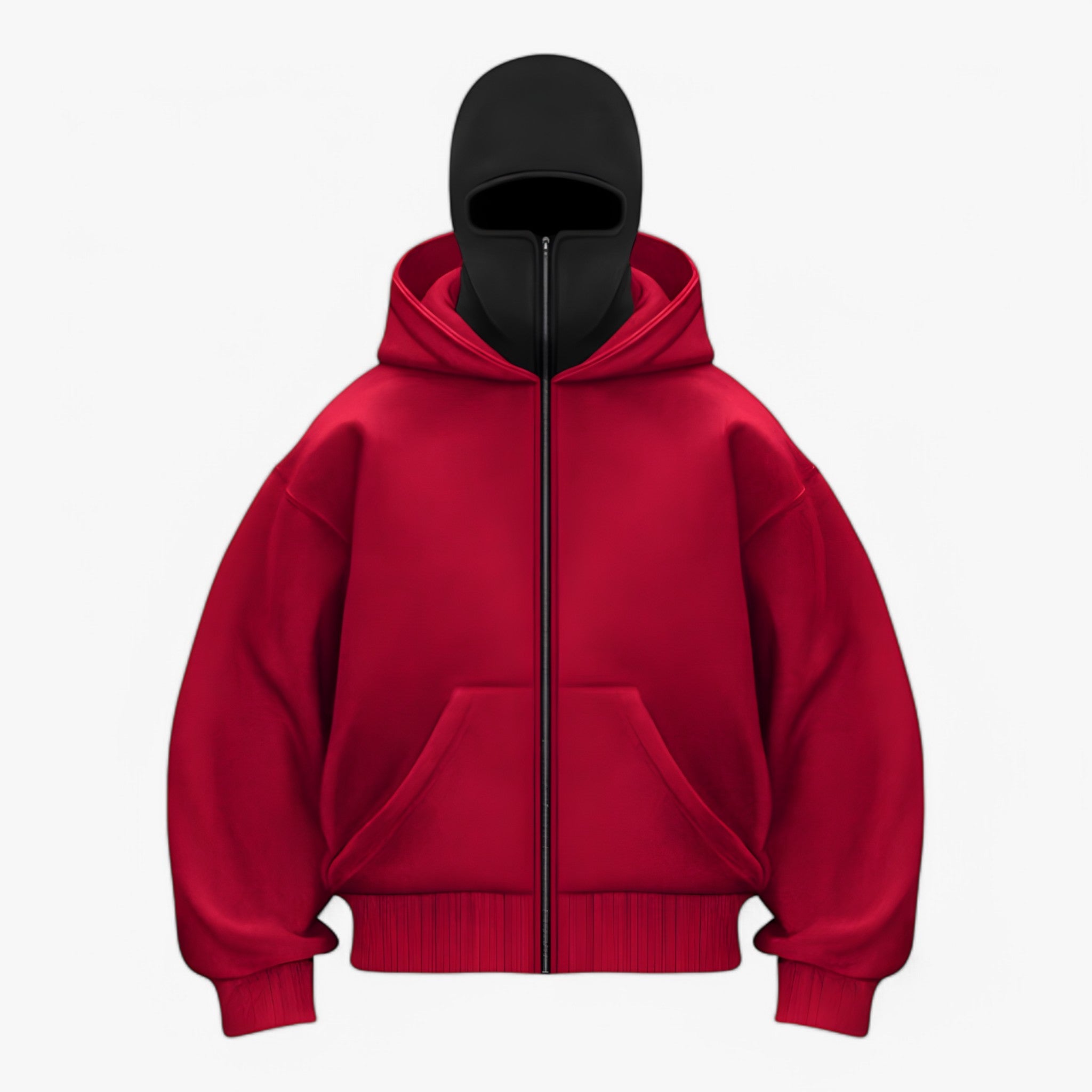 Jessy | Balaclava in Fleece con Zip Intera - Rosso Nero - men - Concept Palermo