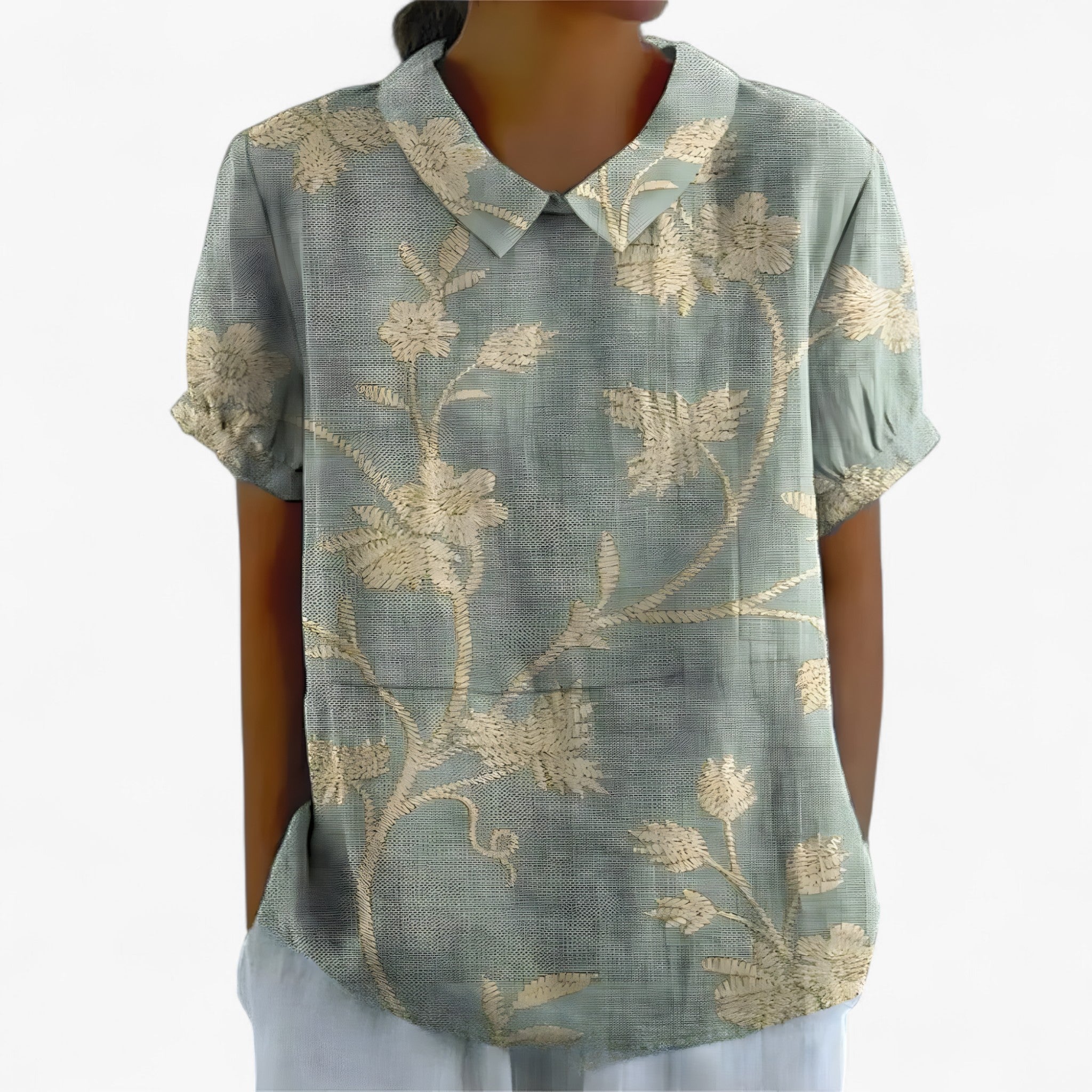 Sarah | Camicia Stampata - Verde con stampa floreale - - Concept Palermo