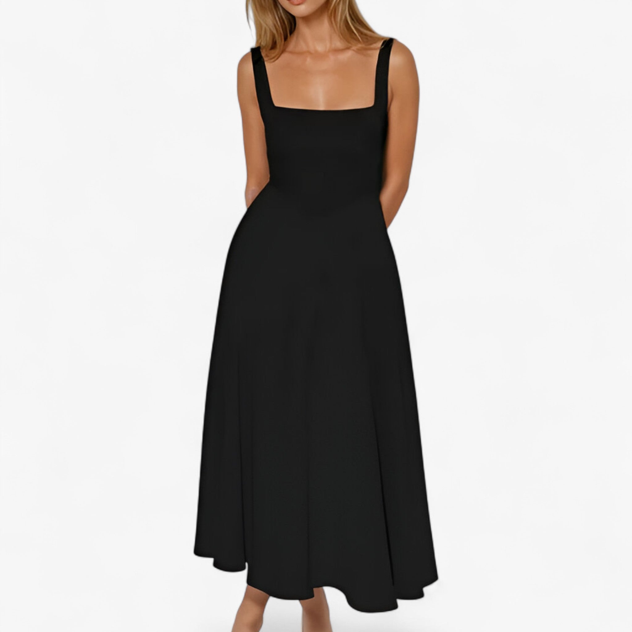 Lilou | Elegante vestito midi - - bredde stropper kjole elegant midi kjole farverig midi kjole feminine kjole figursyet kjole midirok moderne kjole design romantisk middag kjole sommerbryllup kjole stilfuld kjole - Concept Palermo