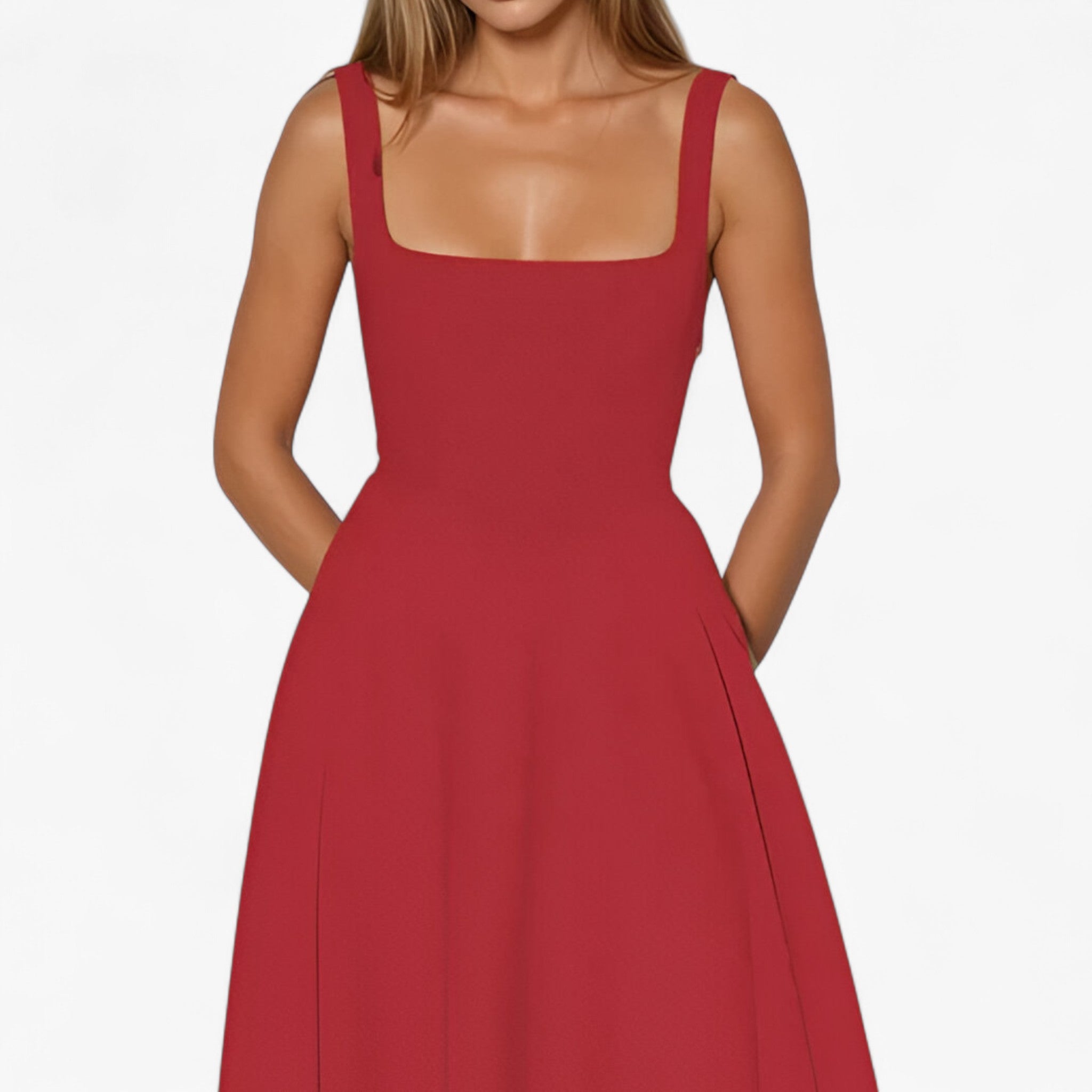 Lilou | Elegante vestito midi - - bredde stropper kjole elegant midi kjole farverig midi kjole feminine kjole figursyet kjole midirok moderne kjole design romantisk middag kjole sommerbryllup kjole stilfuld kjole - Concept Palermo