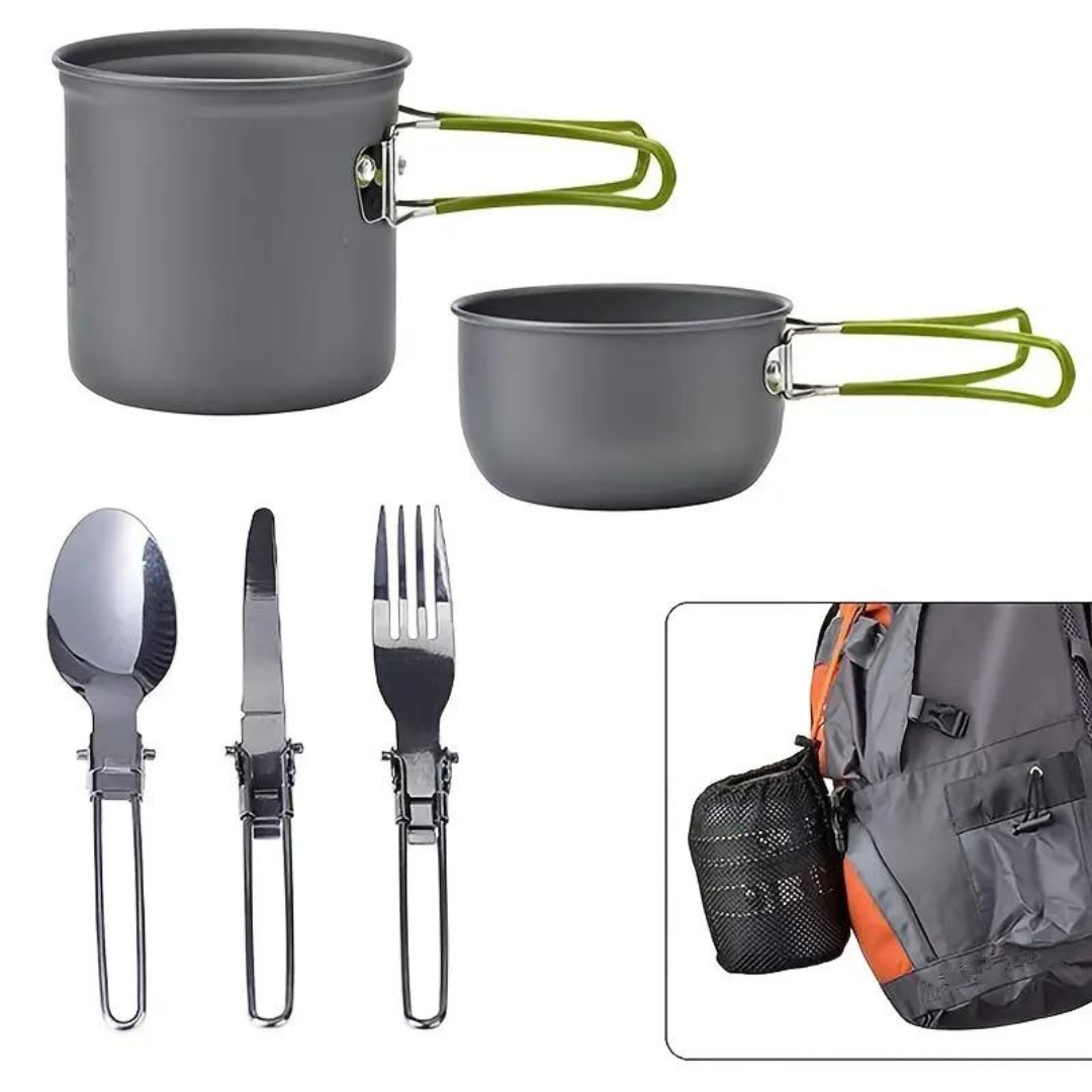 Set di pentole compatto per campeggio con posate - - camping pots camping utensils - Concept Palermo