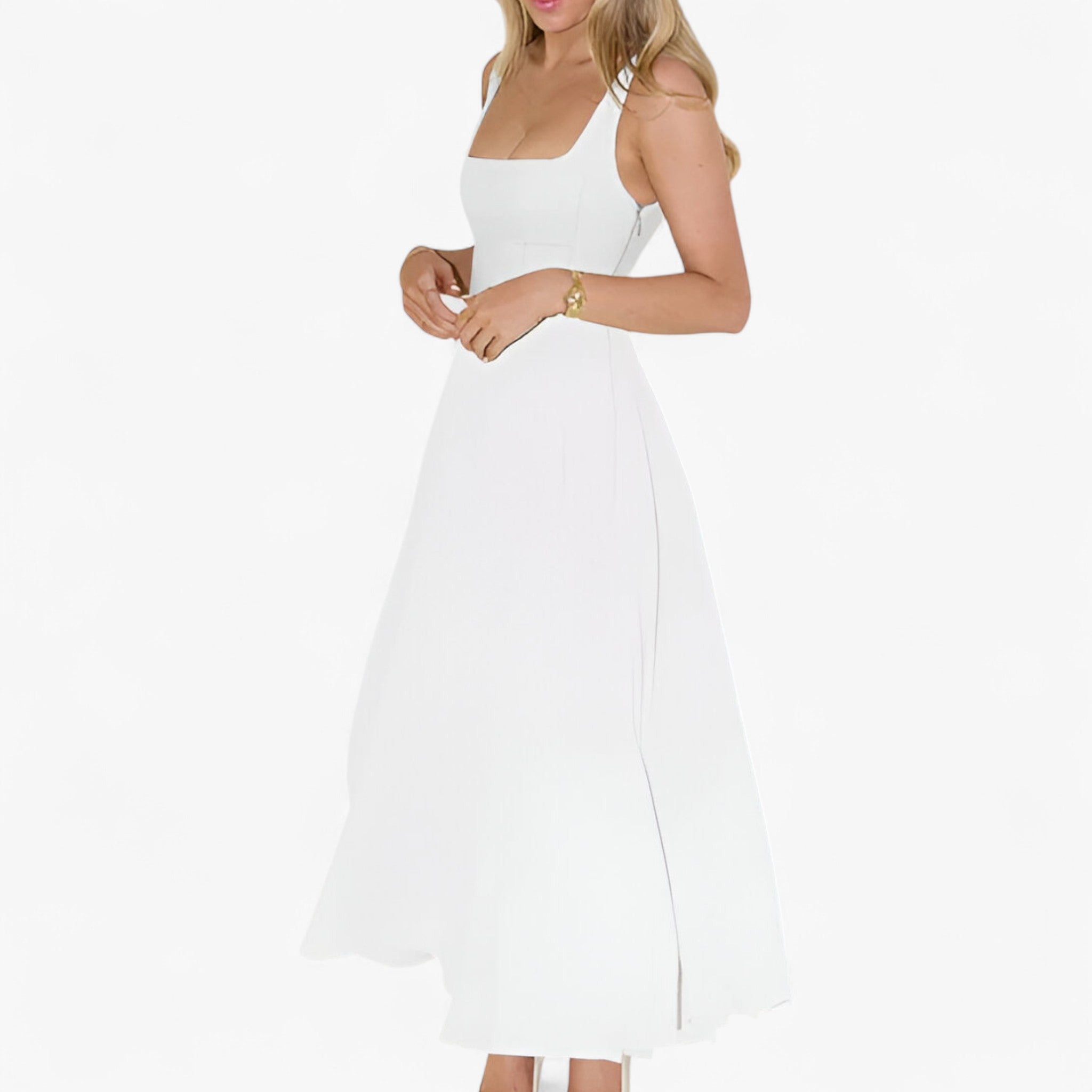 Lilou | Elegante vestito midi - - bredde stropper kjole elegant midi kjole farverig midi kjole feminine kjole figursyet kjole midirok moderne kjole design romantisk middag kjole sommerbryllup kjole stilfuld kjole - Concept Palermo