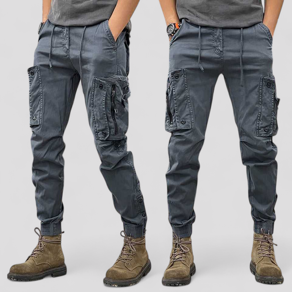 Jeno | Pantaloni Cargo Uomo Con Tasche Laterali - Grigio - abbigliamento attivo pantaloni al lavoro pantaloni cargo pantaloni comodità pantaloni eleganti pantaloni funzionali pantaloni outdoor pantaloni resistenti pantaloni versatili stile urbano - Concept Palermo