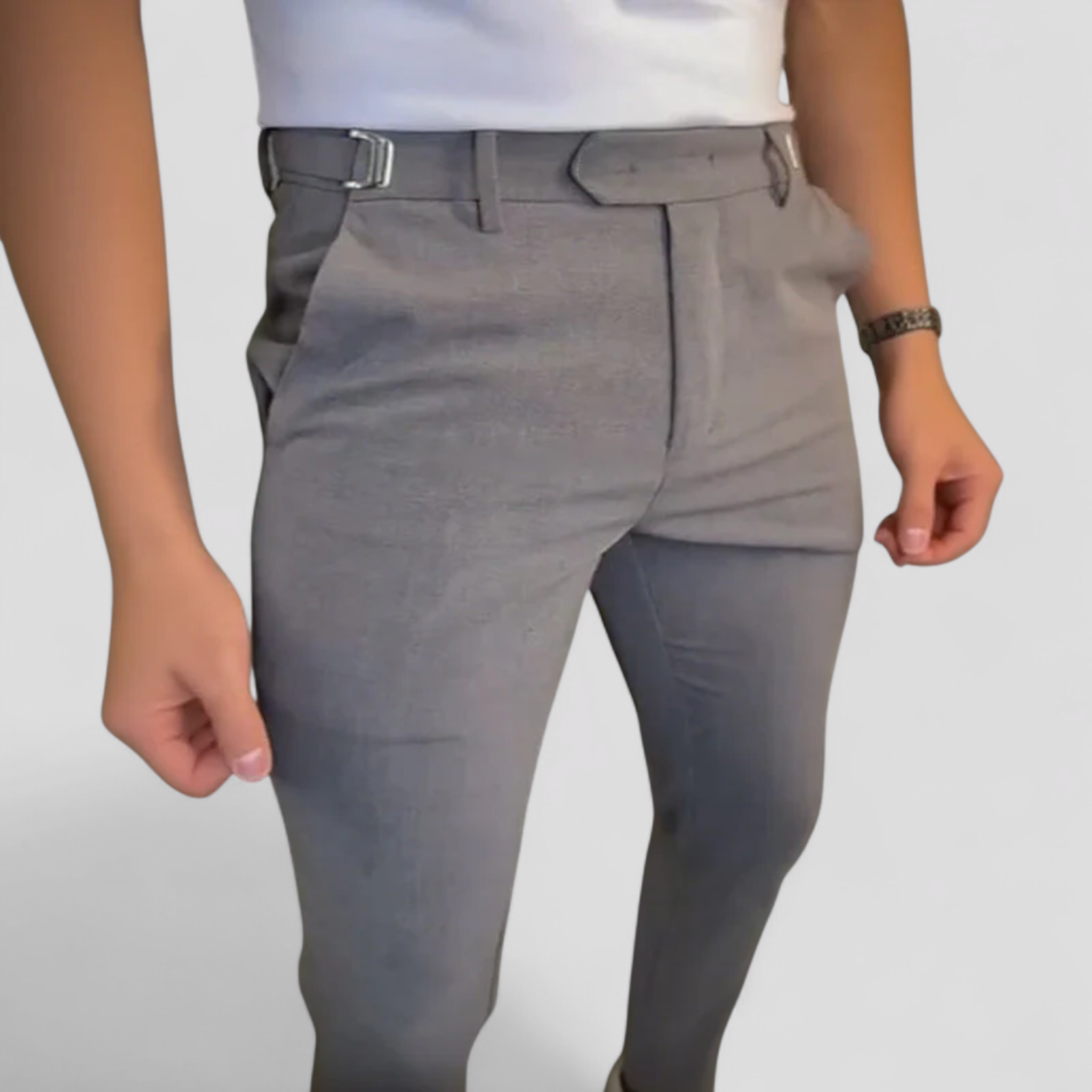 Piero | Pantaloni Uomo Slim Fit con Vita Elastica - Grigio - pantaloni casual pantaloni comfort pantaloni elastici pantaloni eleganti uomo pantaloni moda uomo pantaloni slim fit pantaloni traspiranti pantaloni versatili - Concept Palermo