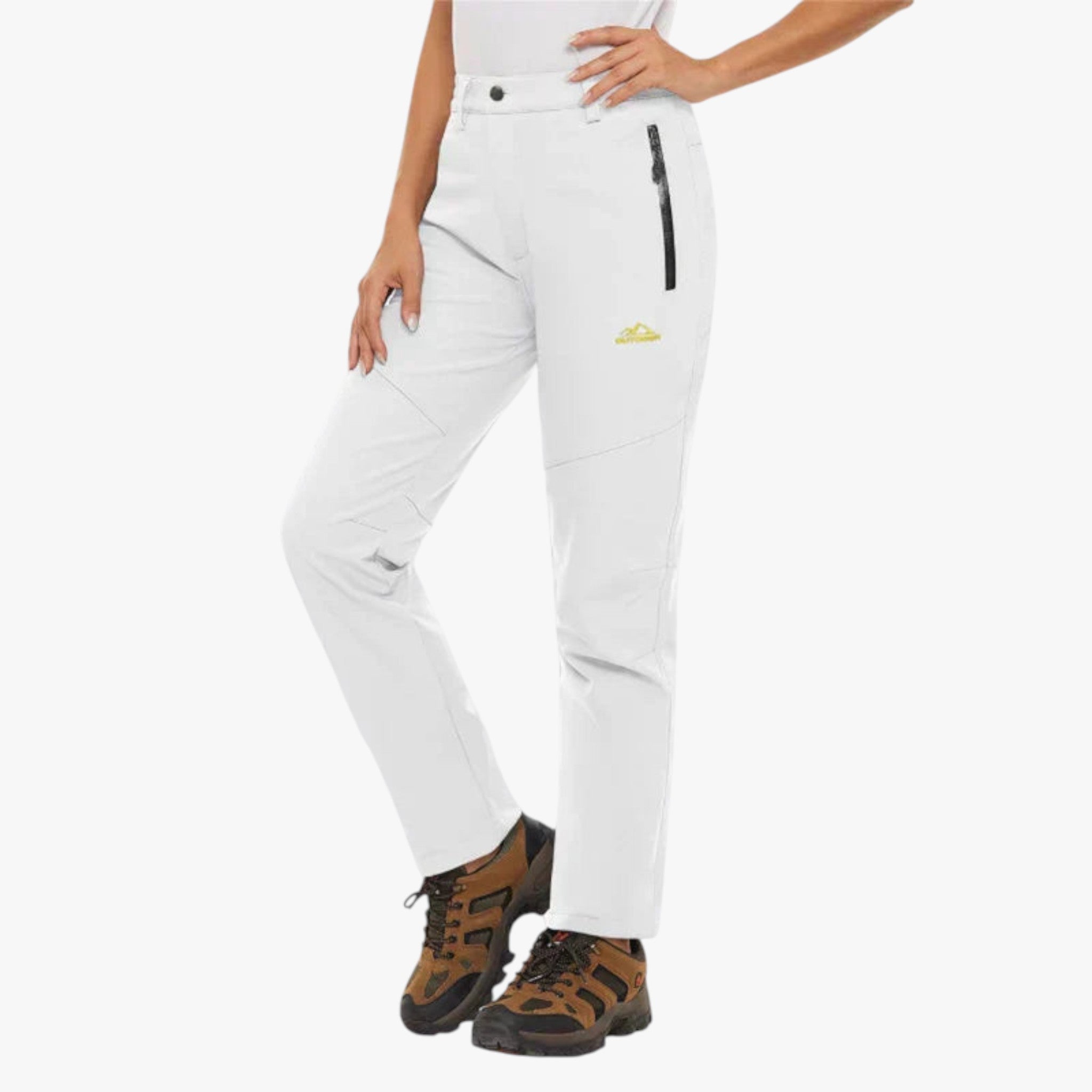 Emma | Pantaloni da Donna in Pile per Inverno - Bianco - abbigliamento outdoor moda invernale pantaloni caldi pantaloni donna pantaloni eleganti pantaloni idrorepellenti pantaloni in pile pantaloni invernali protezione termica vestibilità ampia - Concept Palermo