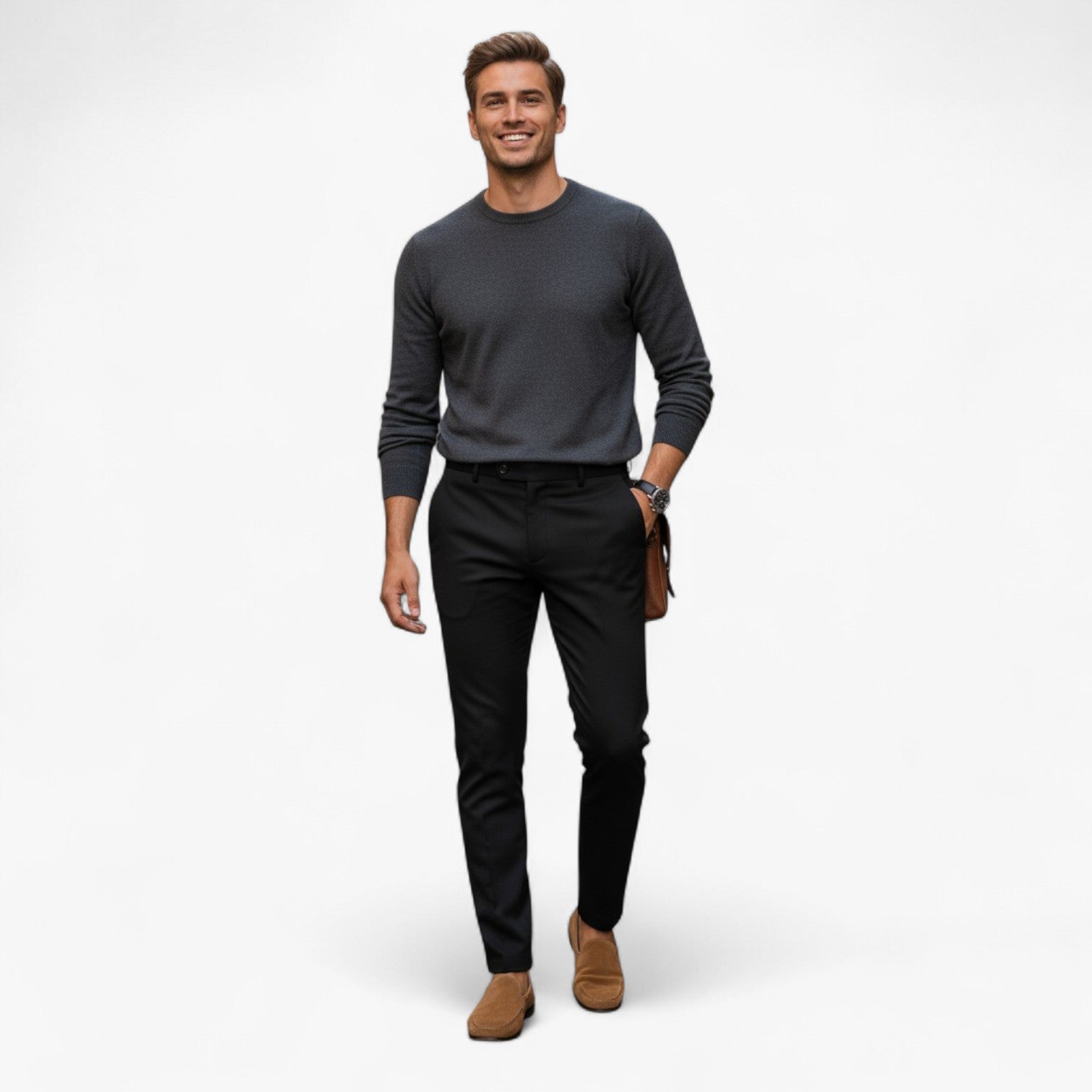 Piero | Pantaloni Uomo Slim Fit con Vita Elastica - - pantaloni casual pantaloni comfort pantaloni elastici pantaloni eleganti uomo pantaloni moda uomo pantaloni slim fit pantaloni traspiranti pantaloni versatili - Concept Palermo