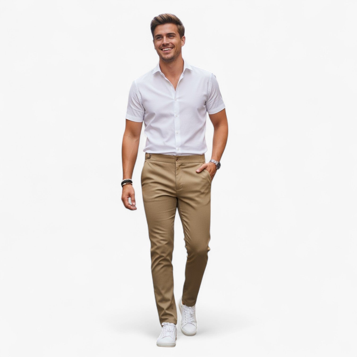 Piero | Pantaloni Uomo Slim Fit con Vita Elastica - - pantaloni casual pantaloni comfort pantaloni elastici pantaloni eleganti uomo pantaloni moda uomo pantaloni slim fit pantaloni traspiranti pantaloni versatili - Concept Palermo