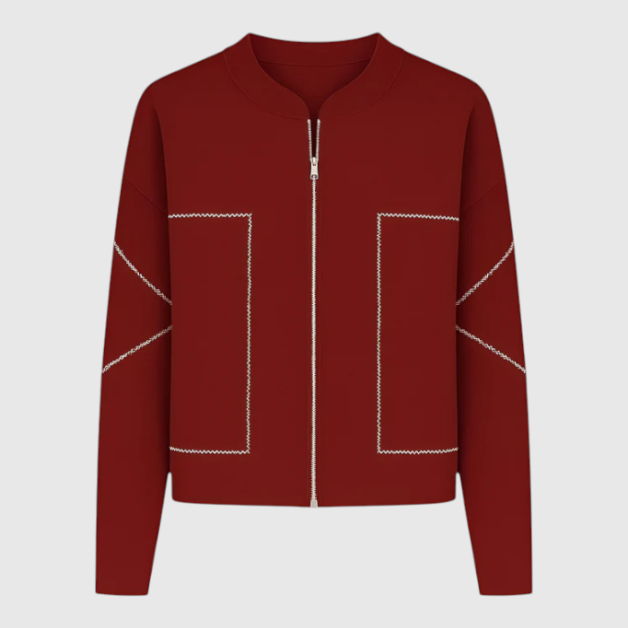 Clara | Giacca da Donna con Cerniera – Leggera e di Stile - Rosso - giacca autunnale donna giacca casual donna giacca donna con cerniera giacca elegante donna giacca leggera donna giacca pratica con zip - Concept Palermo