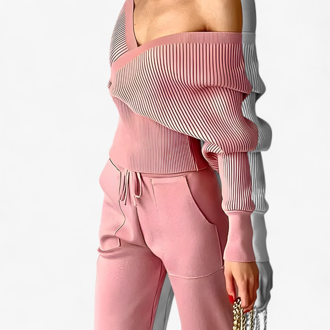 Leila | Completo in maglia a coste in stile moderno - - outfit set - Concept Palermo