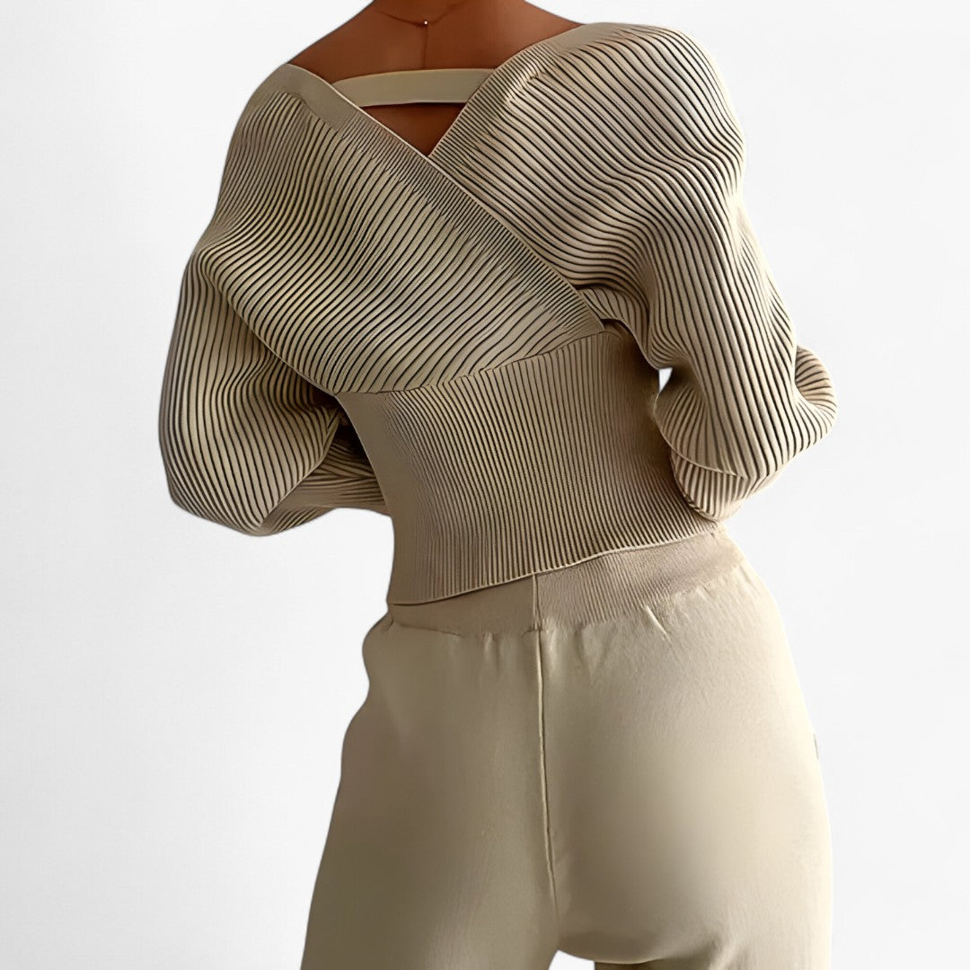 Leila | Completo in maglia a coste in stile moderno - - outfit set - Concept Palermo