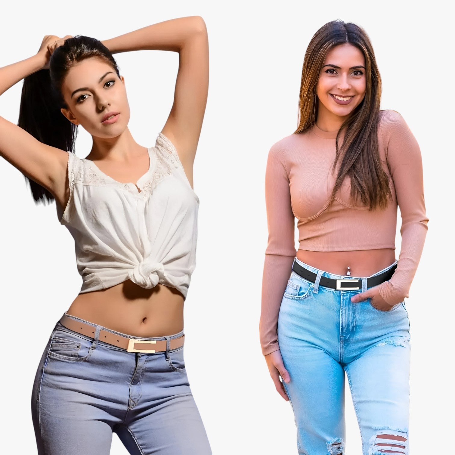 Blair | Cintura da donna in pelle autentica di alta qualità con fibbia dorata, cintura sottile per vestiti - - Belts waist belt for women Womens belt - Concept Palermo