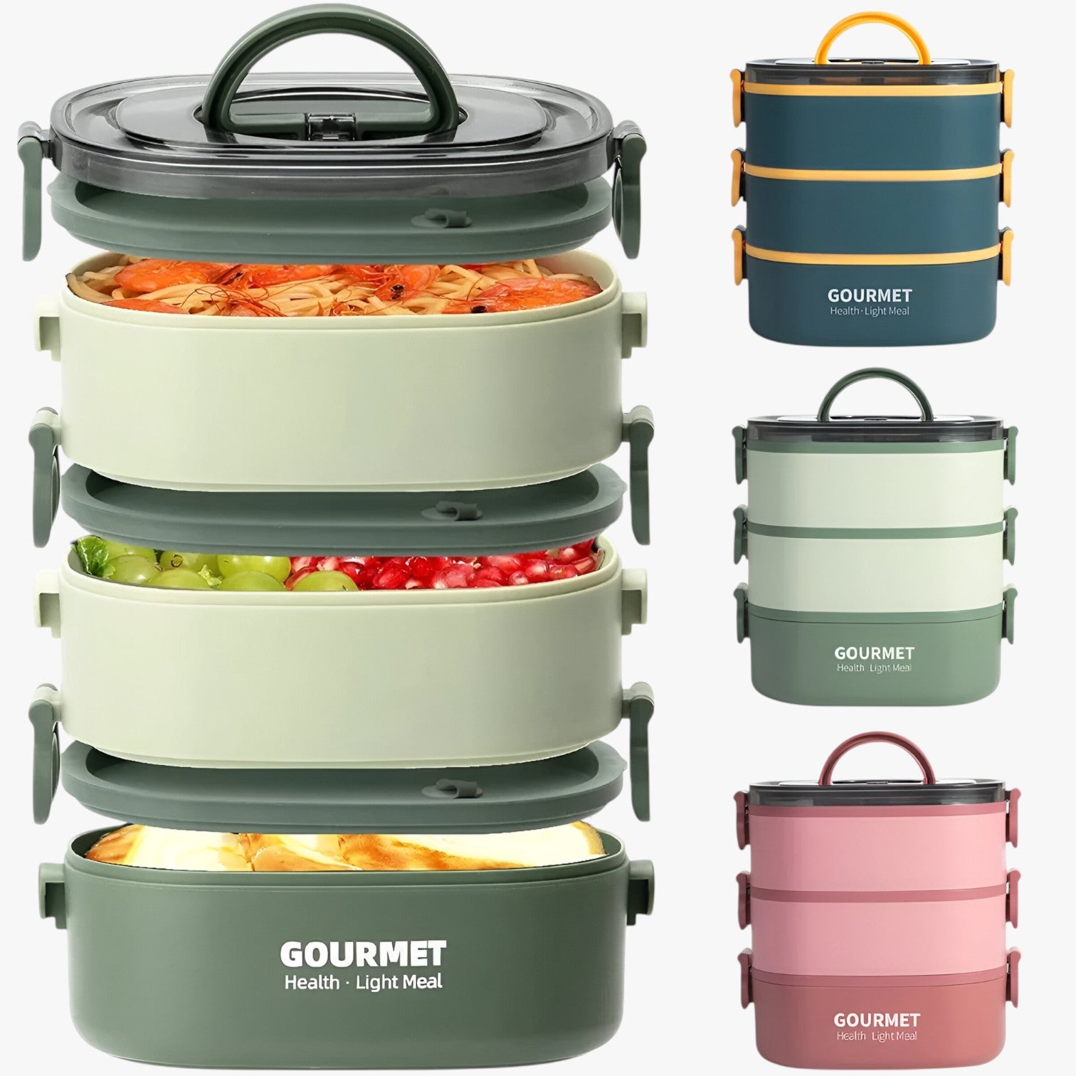 Frankie | Scatola Pranzo da 2000ML a Prova di Perdite con 3 Scomparti - - Kitchen lunch box - Concept Palermo