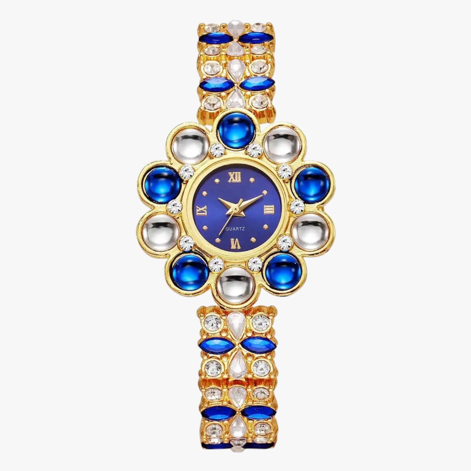 Lilliana | Elegante orologio con quadrante a fiori in cristallo - Blu - female watch ladies watch watch watch for women watches - Concept Palermo