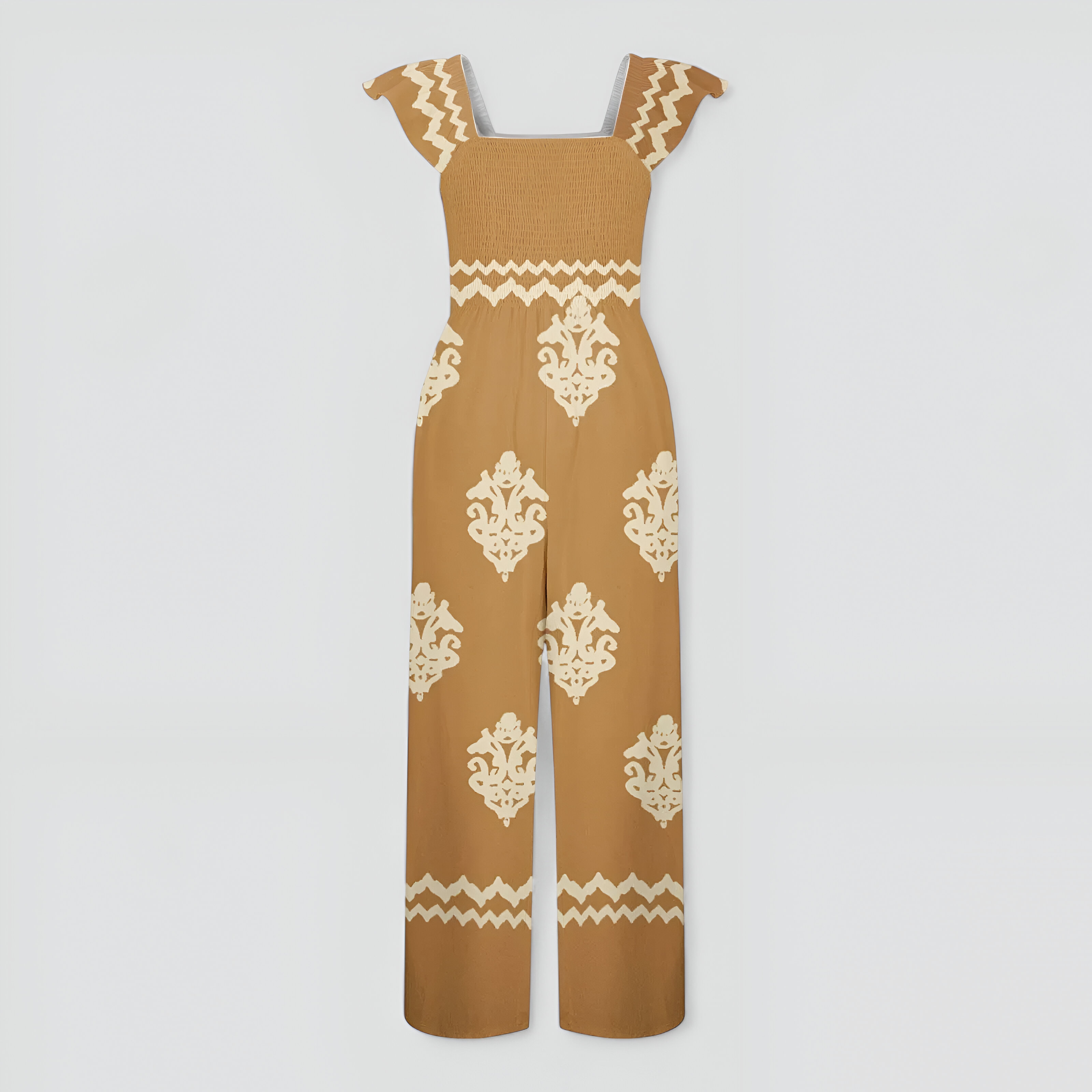 Tonia | Tuta Donna Bohemien a Vita Alta Gamba Larga - Giallo Chiaro - abbigliamento casual moda estiva stile vintage tuta a vita alta tuta bohemien tuta con maniche a cappuccio tuta donna tuta elegante tuta gamba larga tuta leggera - Concept Palermo