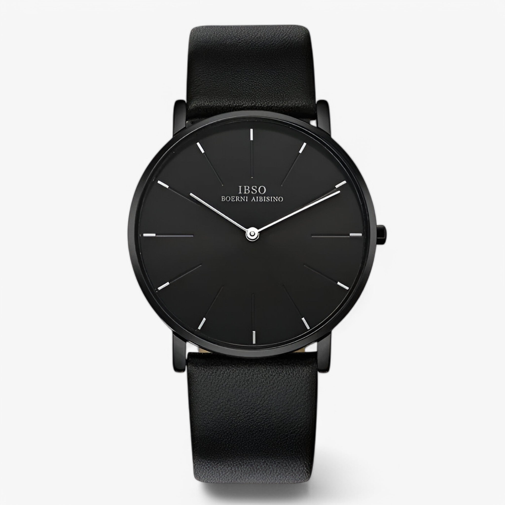 Oberon | Orologio da uomo di lusso in pelle marrone ultrasottile - Nero - watch for men - Concept Palermo
